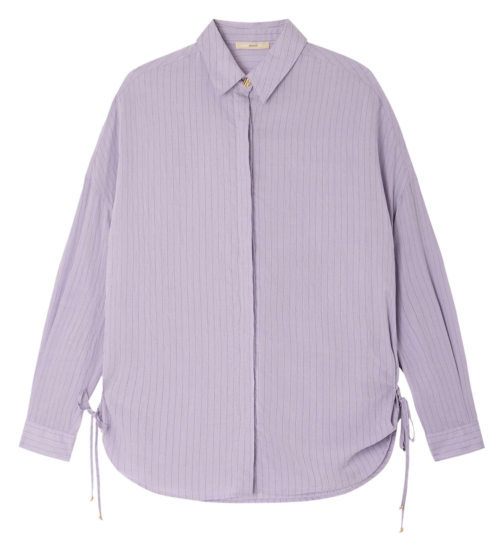 Buttoned striped decorated shirt with long sleeves Purple