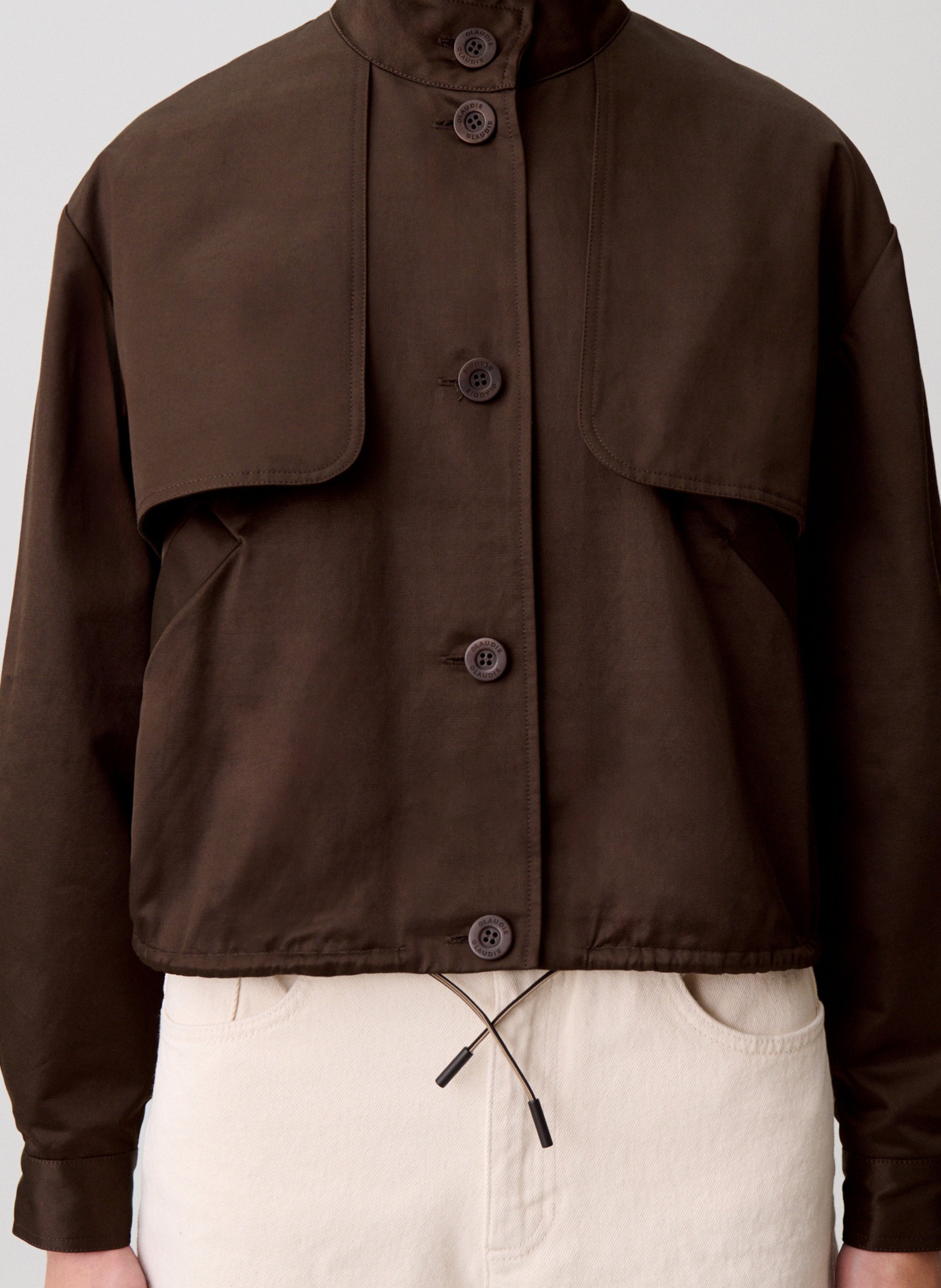 Blouson oversize col montant en coton mélangé CLAUDIE PIERLOT Marron