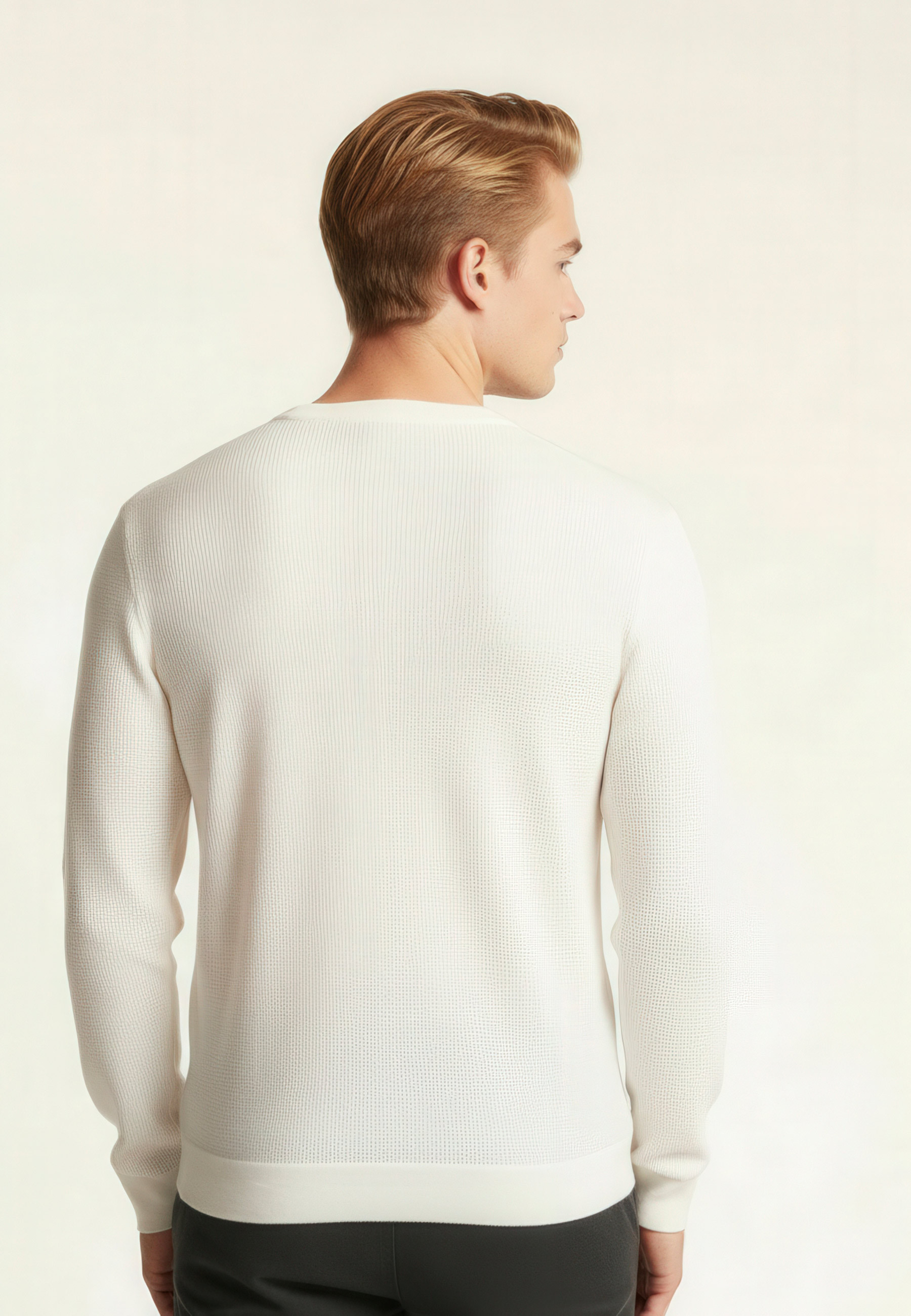 Round-neck wool and silk sweater MAISON MONTAGUT White