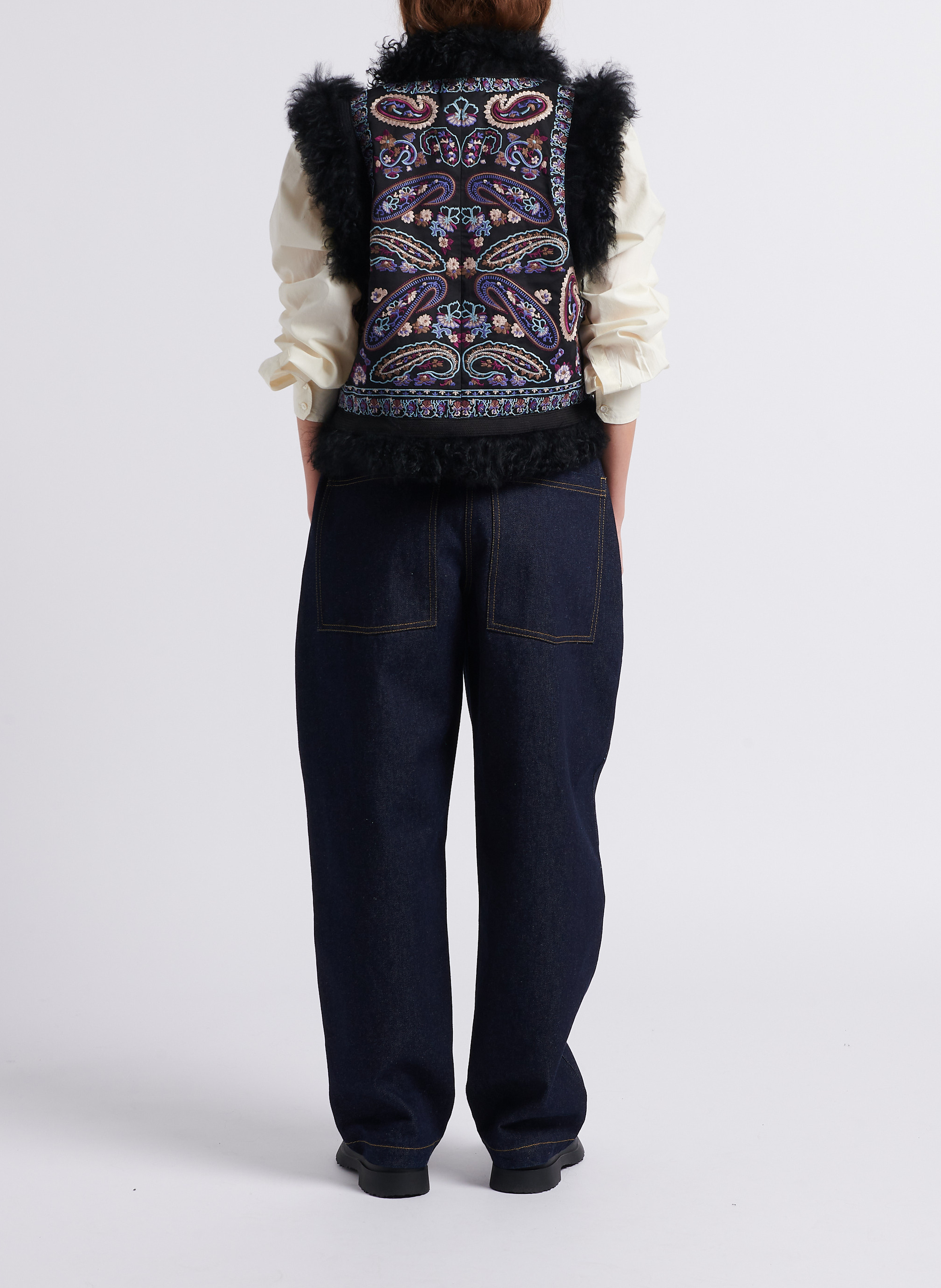 Gilet droit en coton ANTIK BATIK Noir