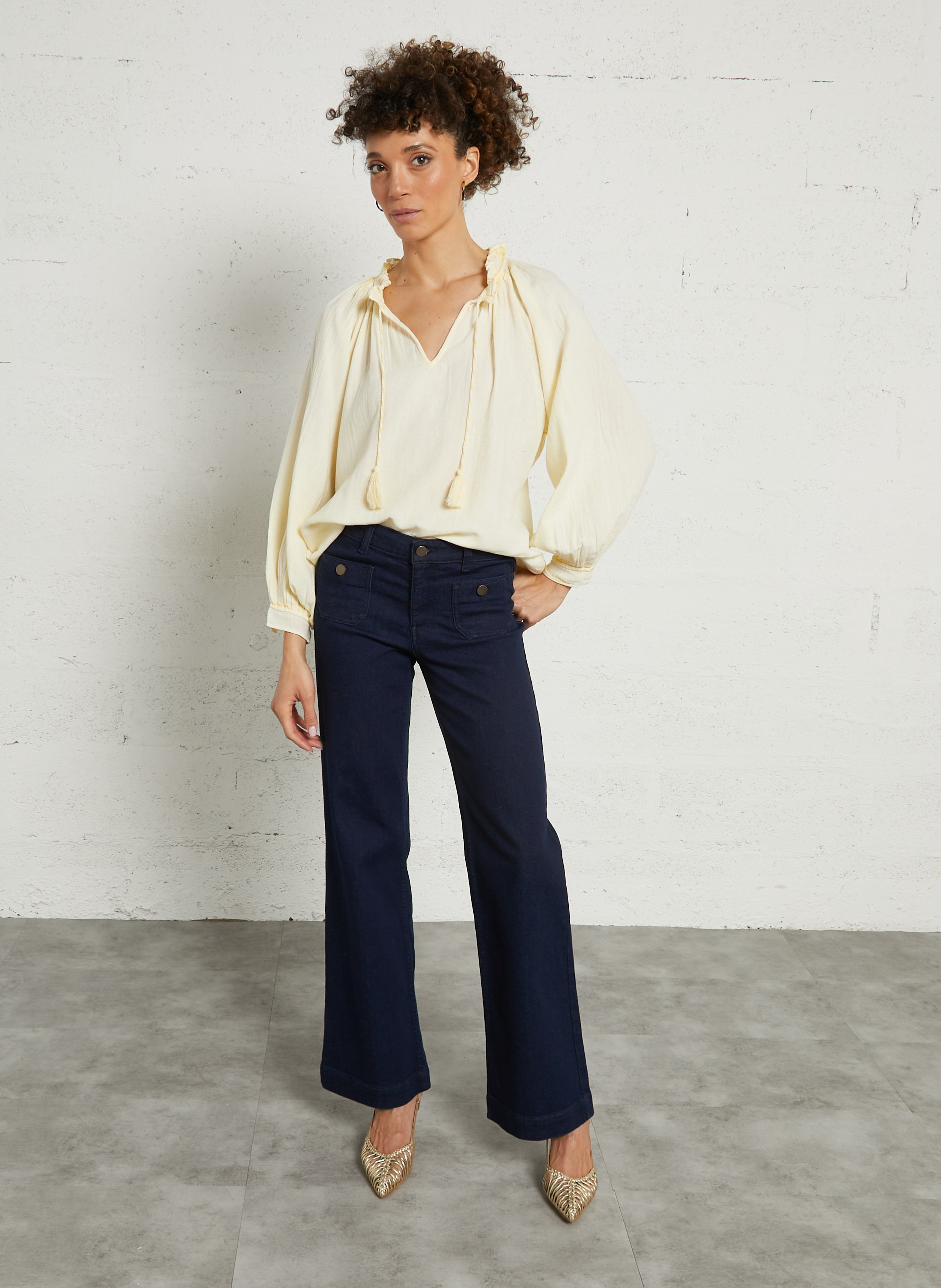 Gerade geschnittene Hose mit mittelhoher Taille in einfarbig MAISON 123 Blau