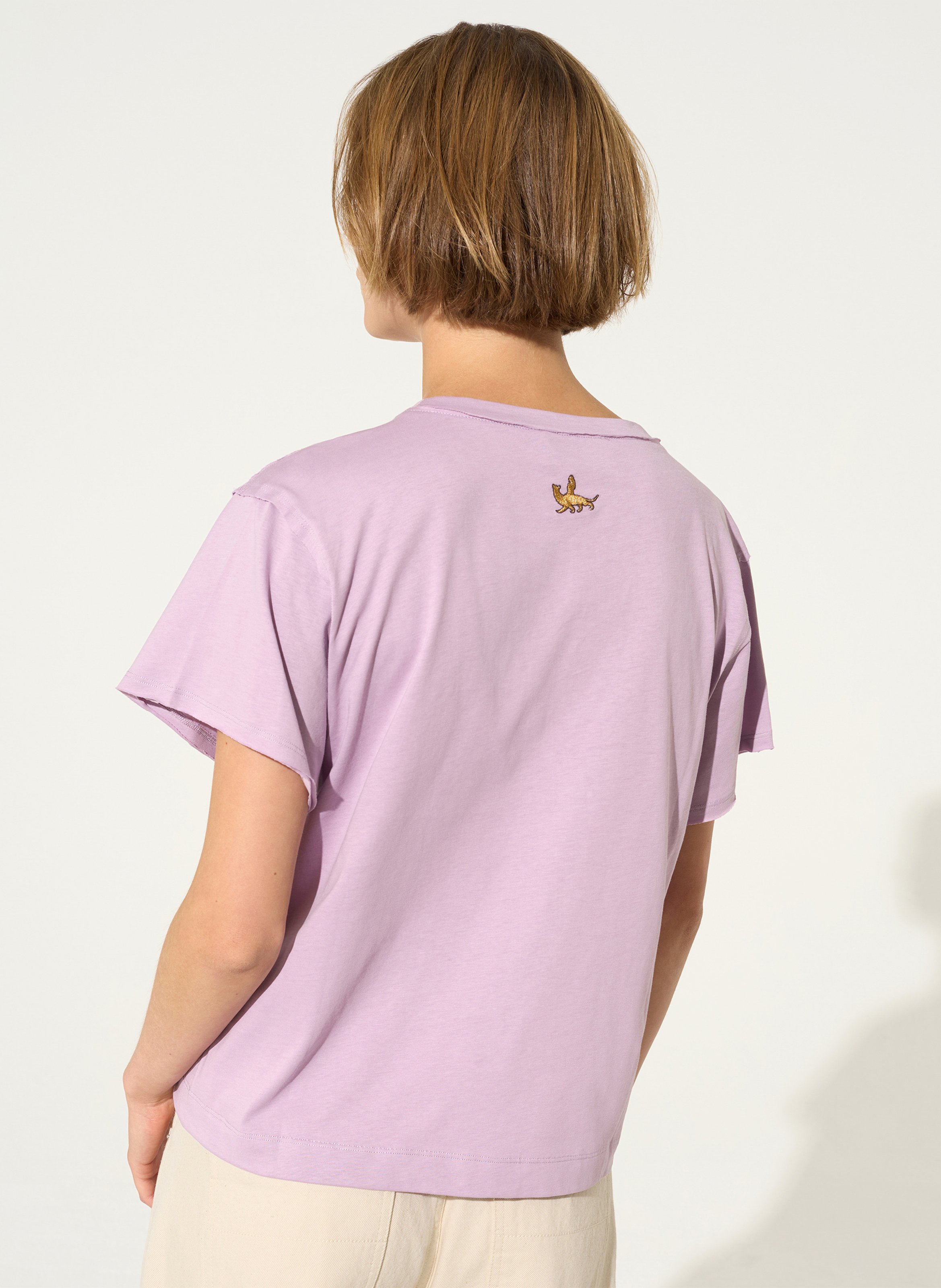 Rechte ronde hals T-shirt van biologisch katoen COTELAC Violet