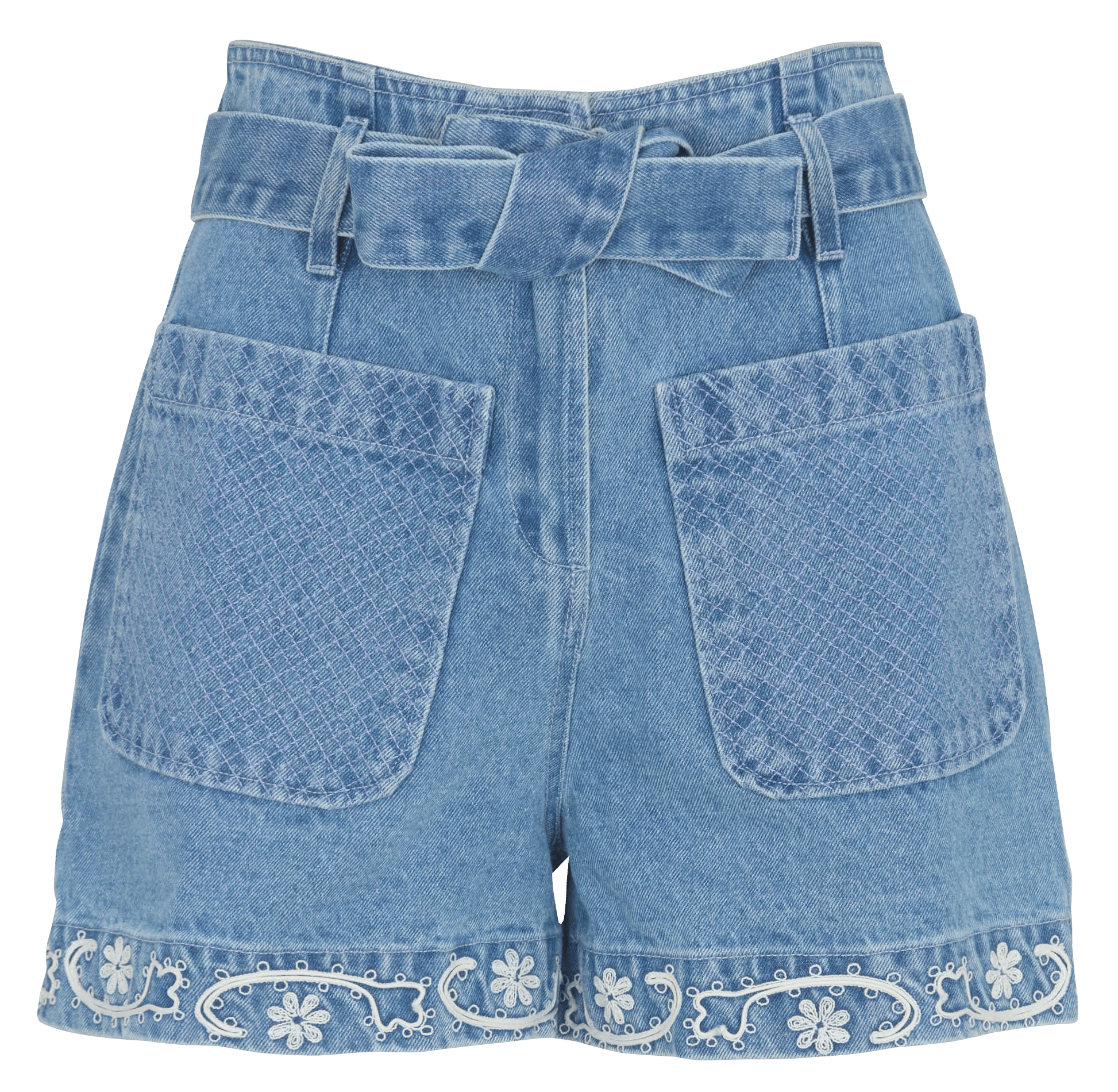 Short droit taille haute en coton LOUISE MISHA Bleu