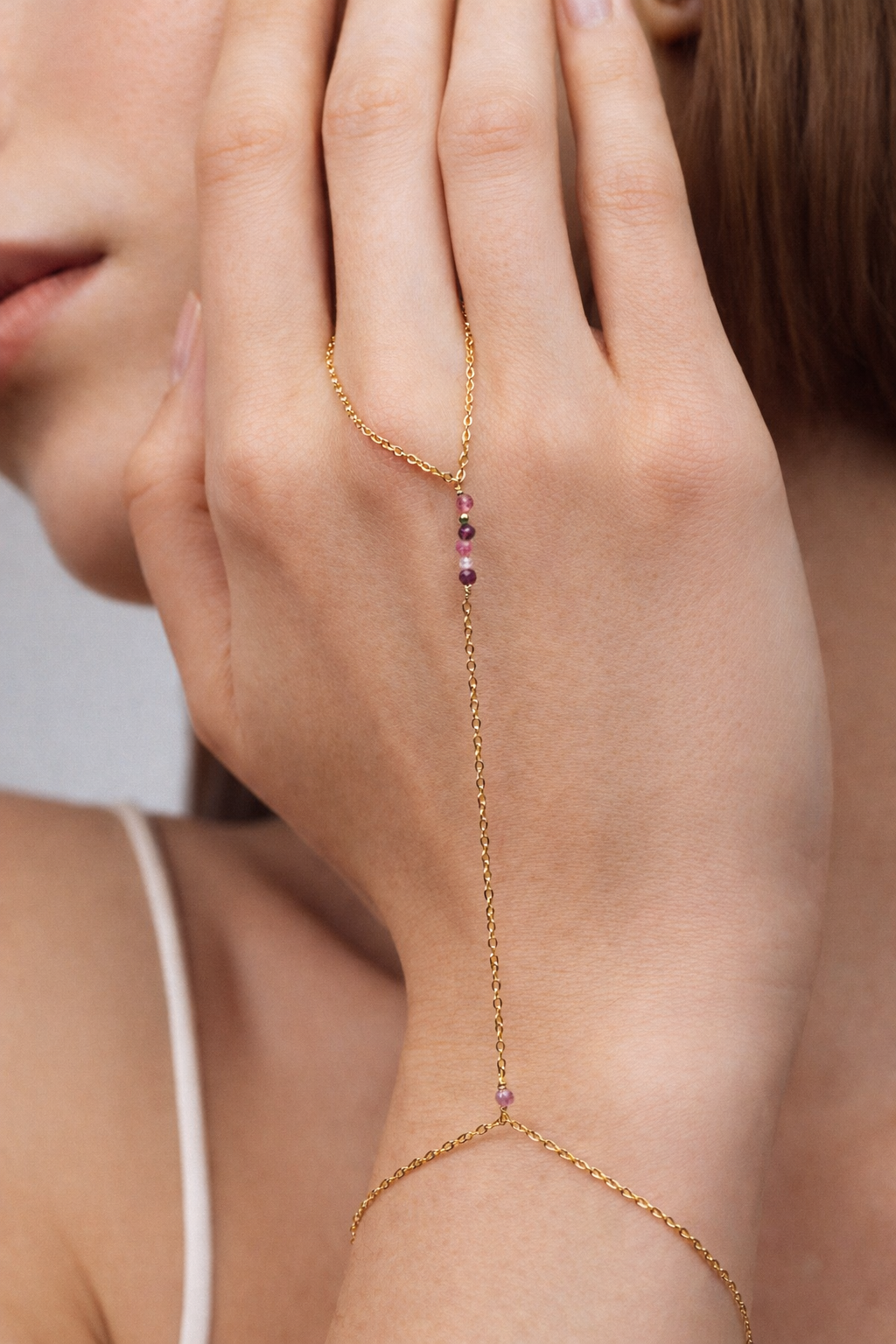 Hand jewel thea - tourmaline YAY Golden