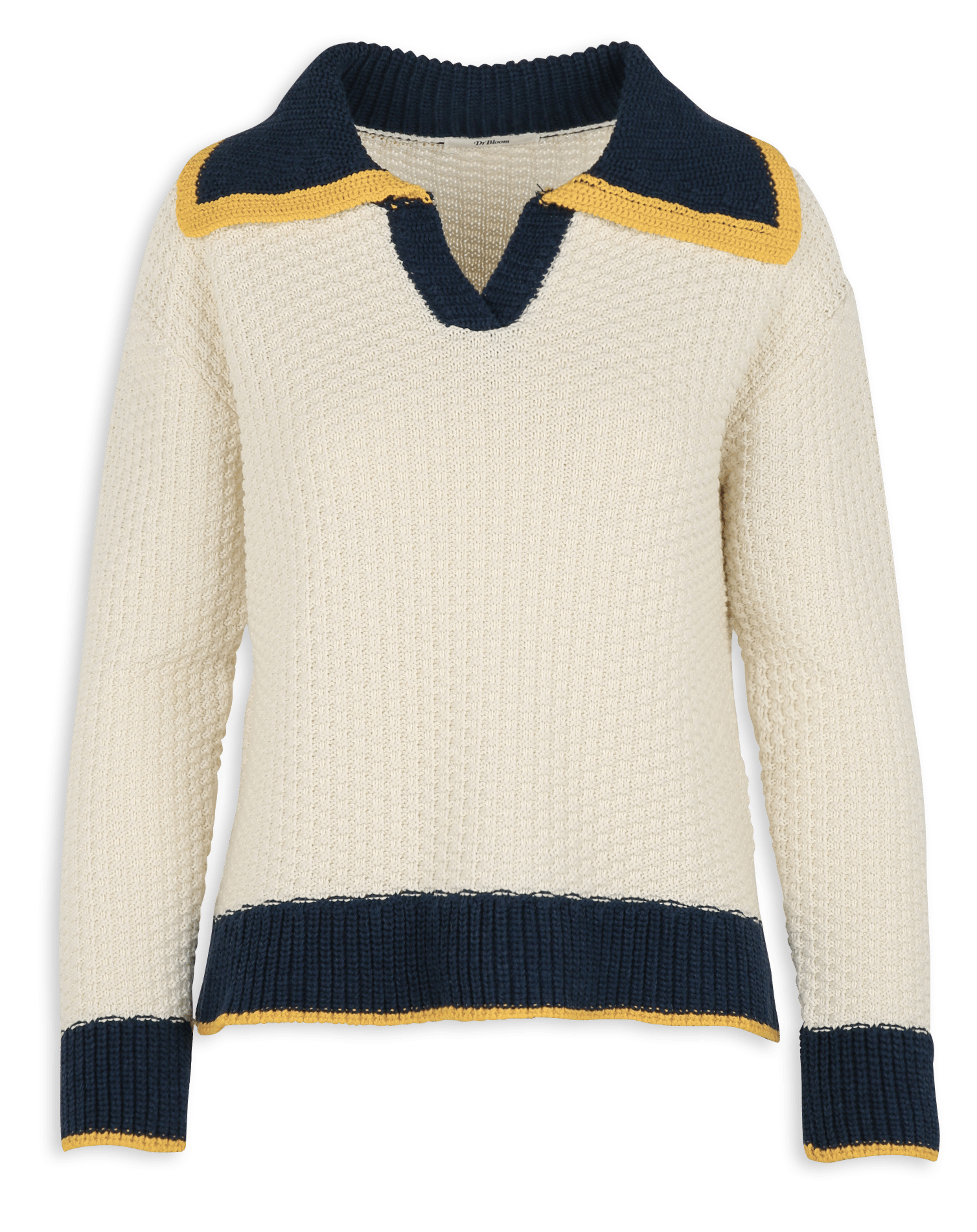 Straight V-neck cotton sweater DR BLOOM Beige