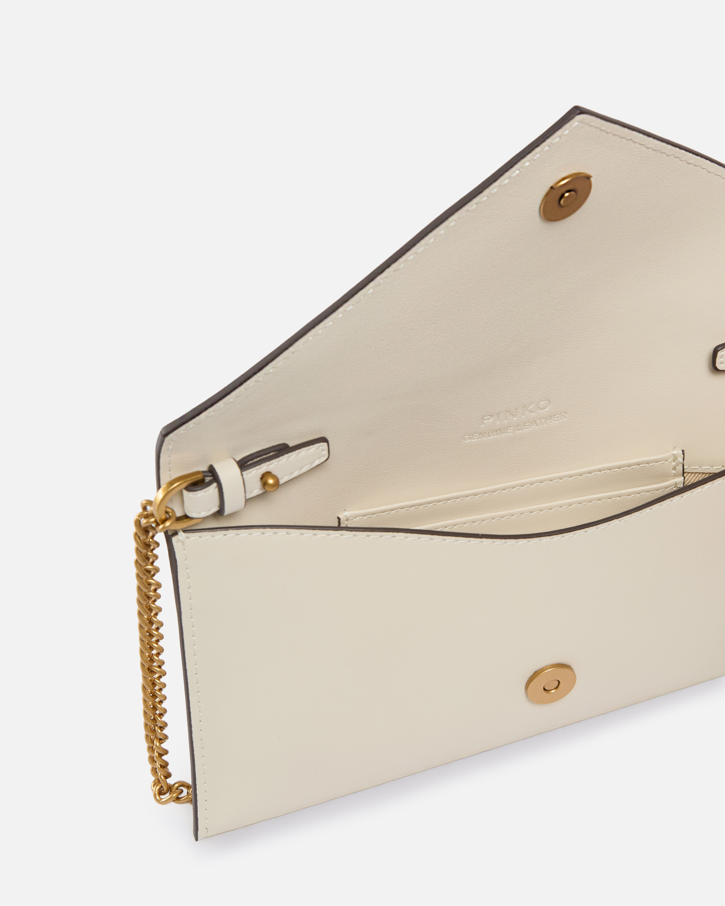 Small envelope clutch in smooth leather with love birds logo PINKO White