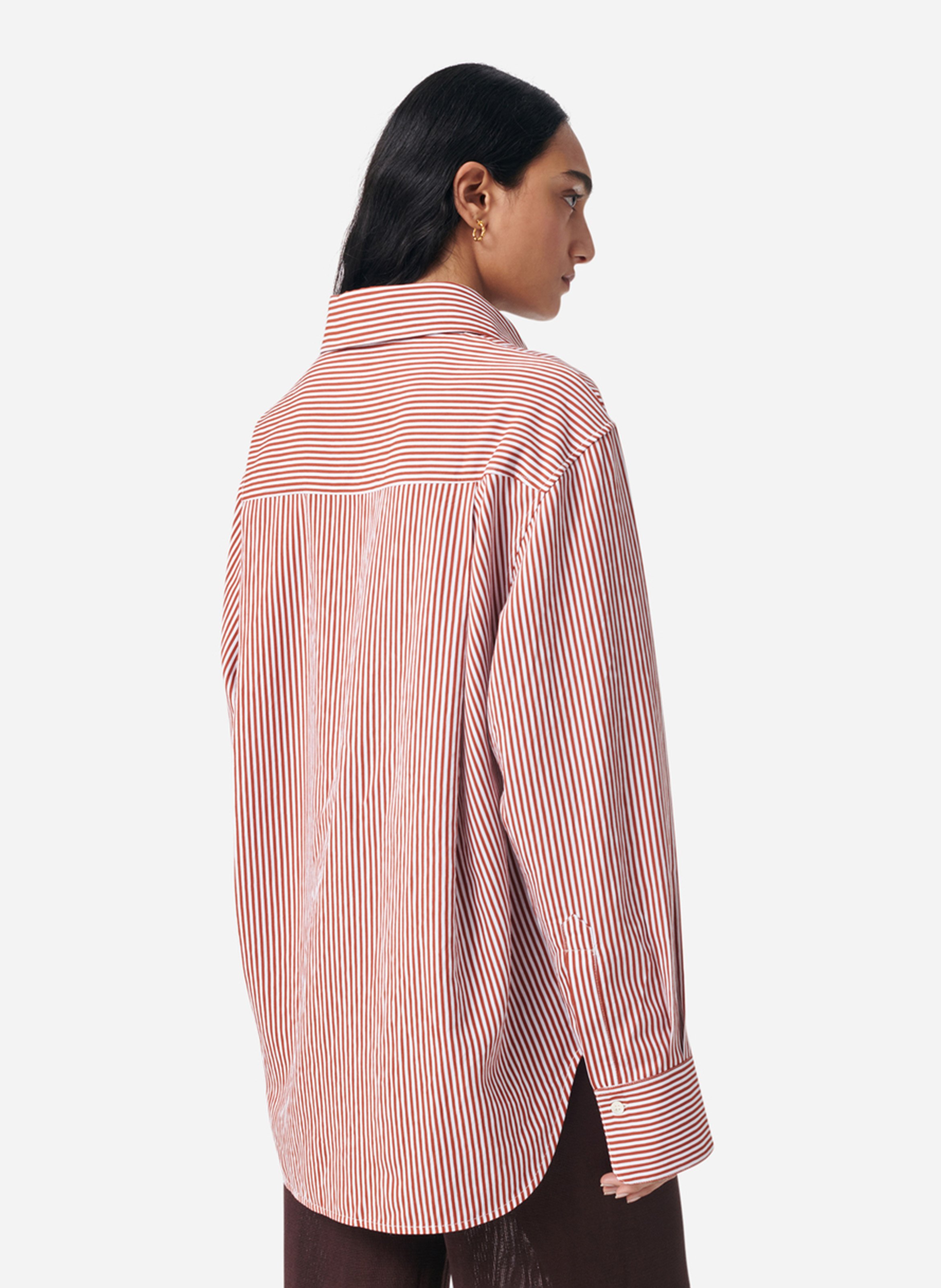 Gestreept, recht overhemd met klassieke kraag VANESSA BRUNO Bruin