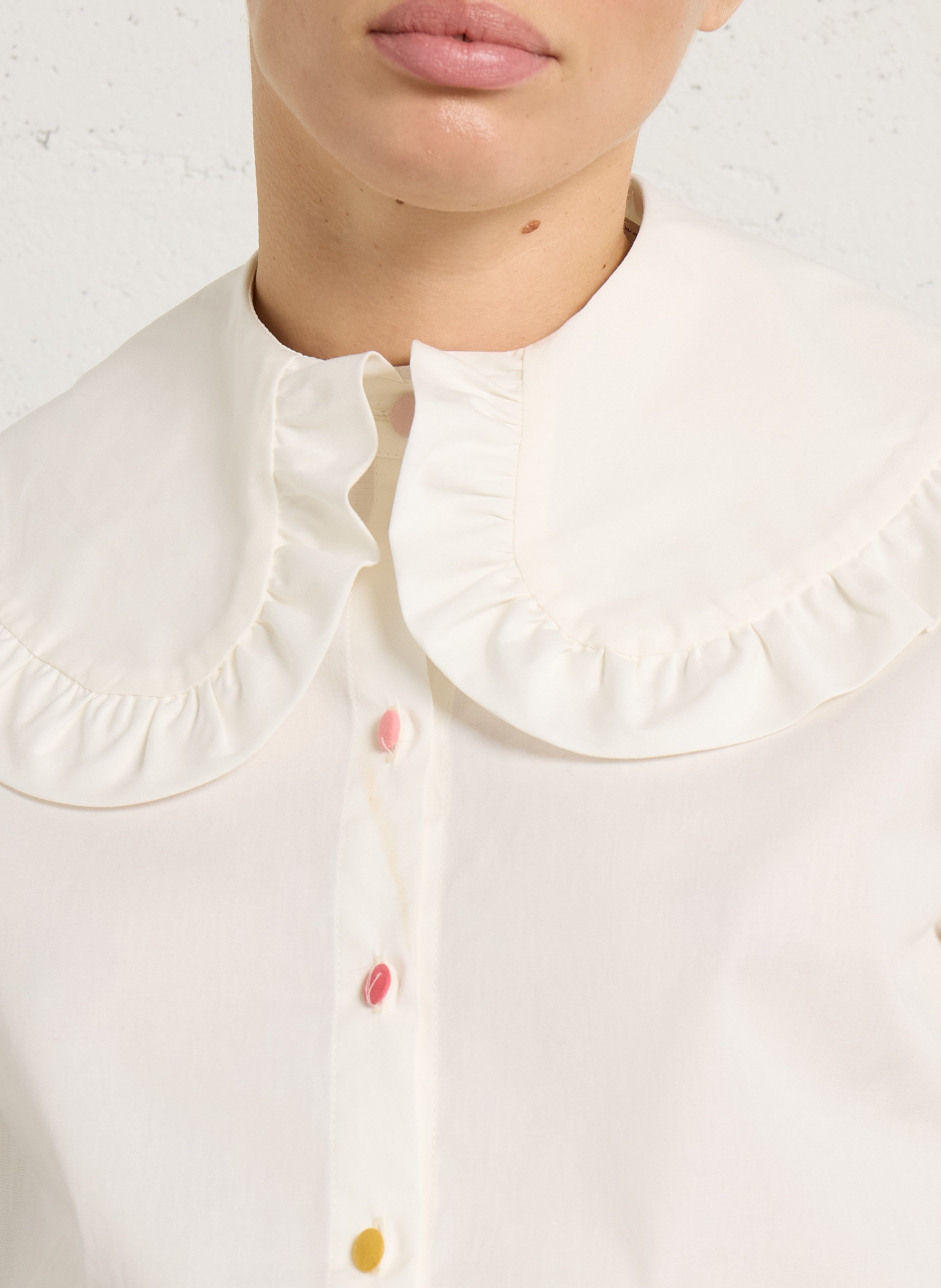 Bluse aus Baumwoll-Mix mit Bubikragen ELISE CHALMIN Weiss