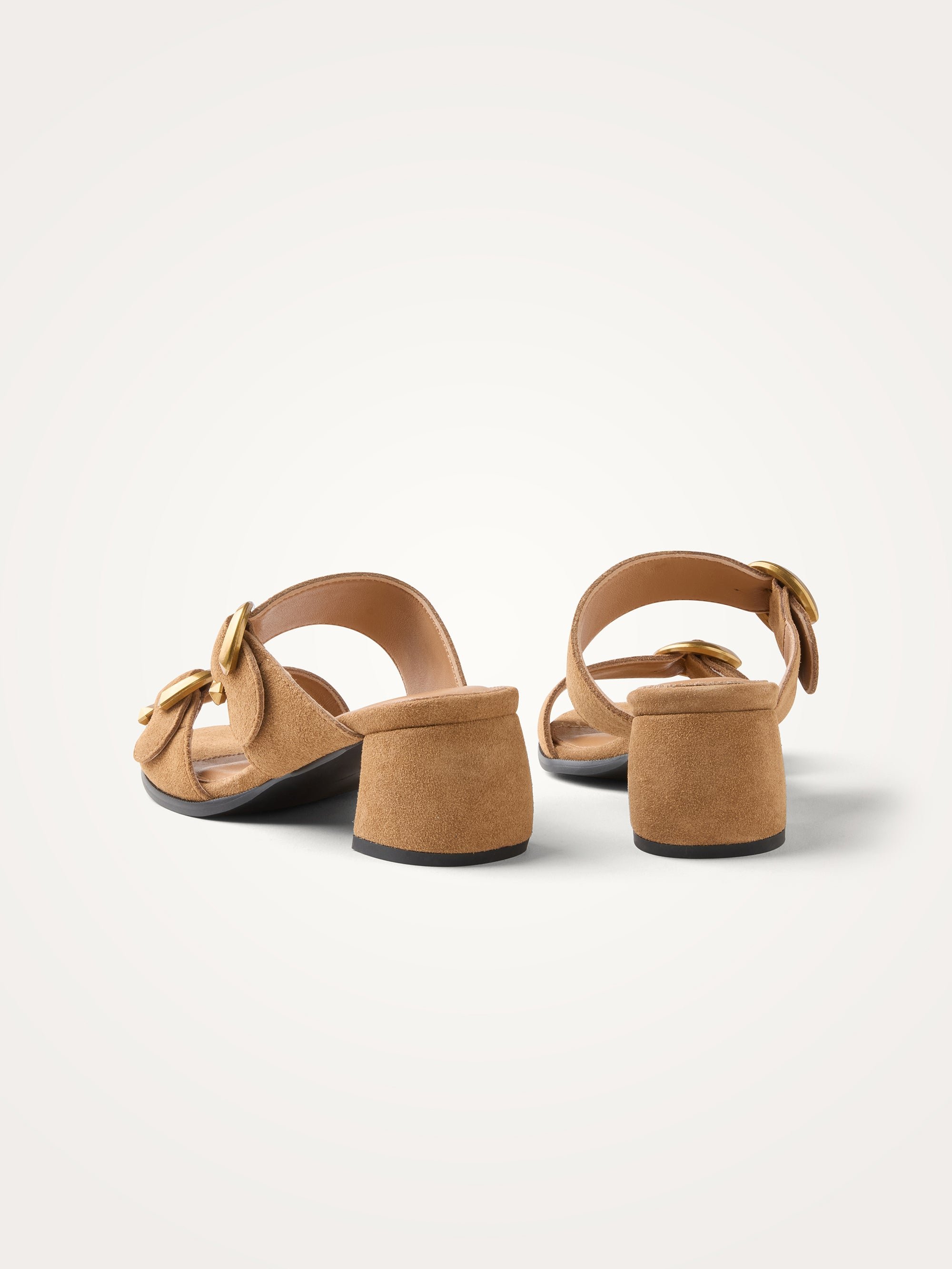 Leather mules with half-moon heel and straps VANESSA WU Brown