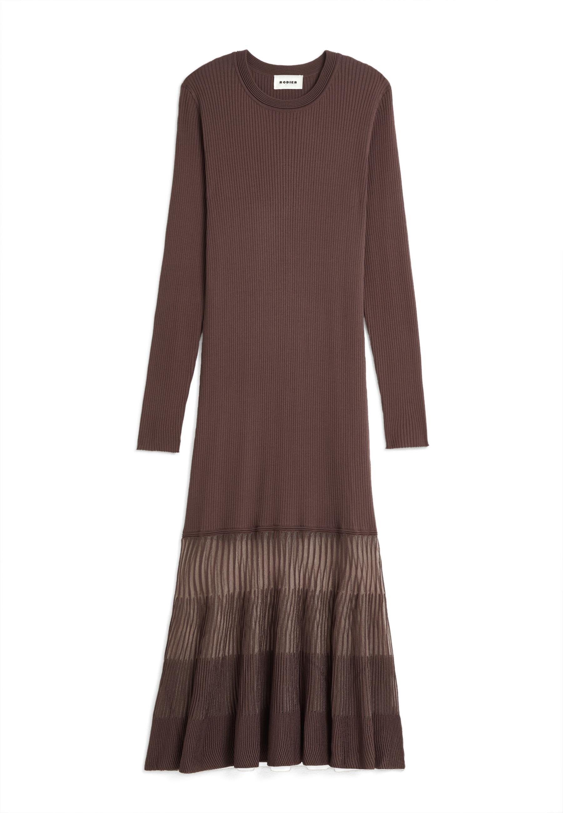 Long dual-fabric dress RODIER Brown