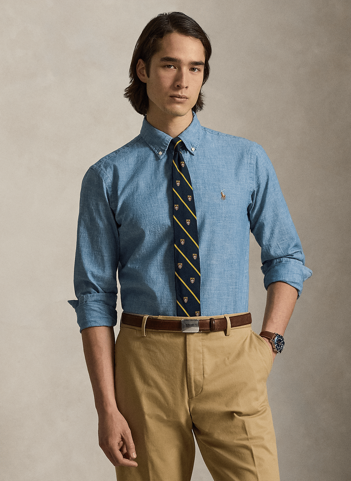 Regular-fit cotton shirt with button-down collar POLO RALPH LAUREN Blue