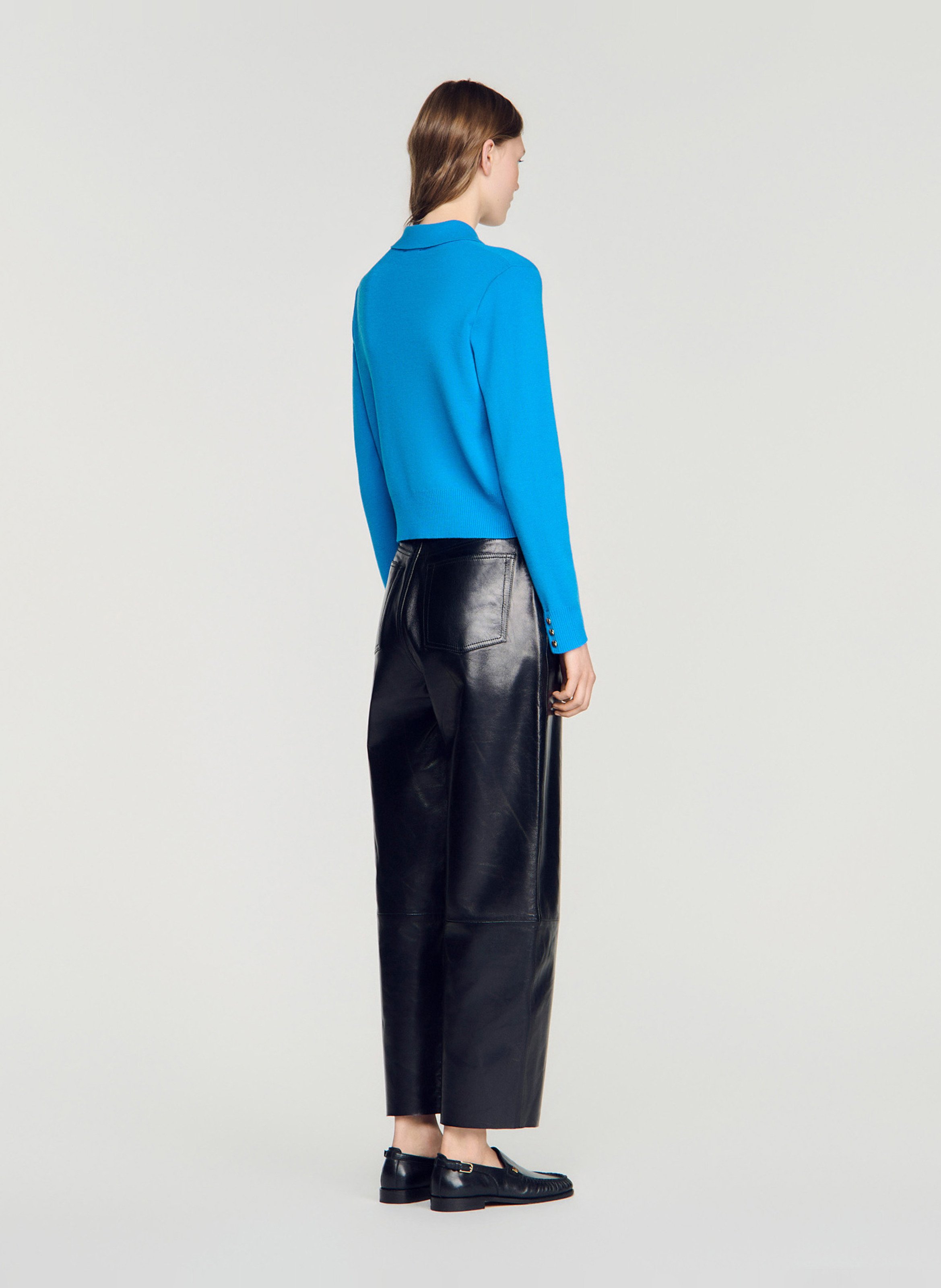 Rechte knoopsluiting vest van gemengde wol SANDRO Blauw