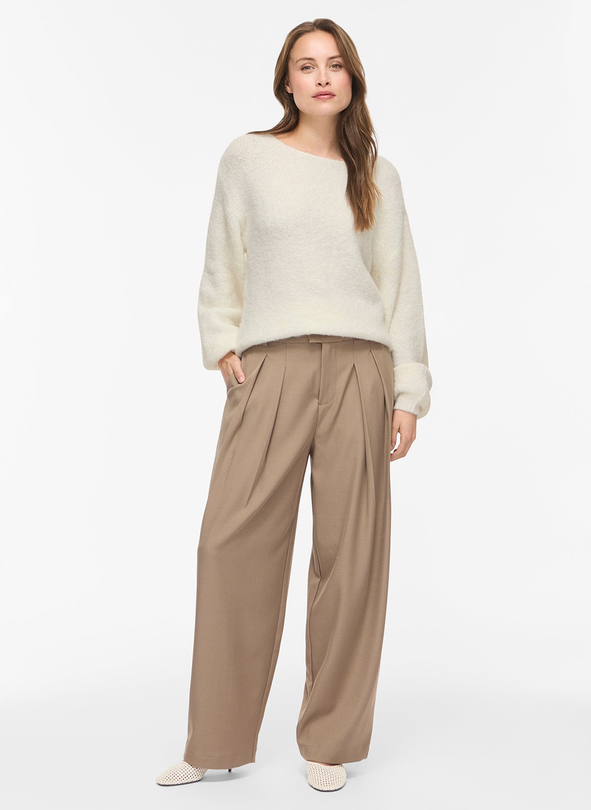 Round-neck sweater VILA Beige