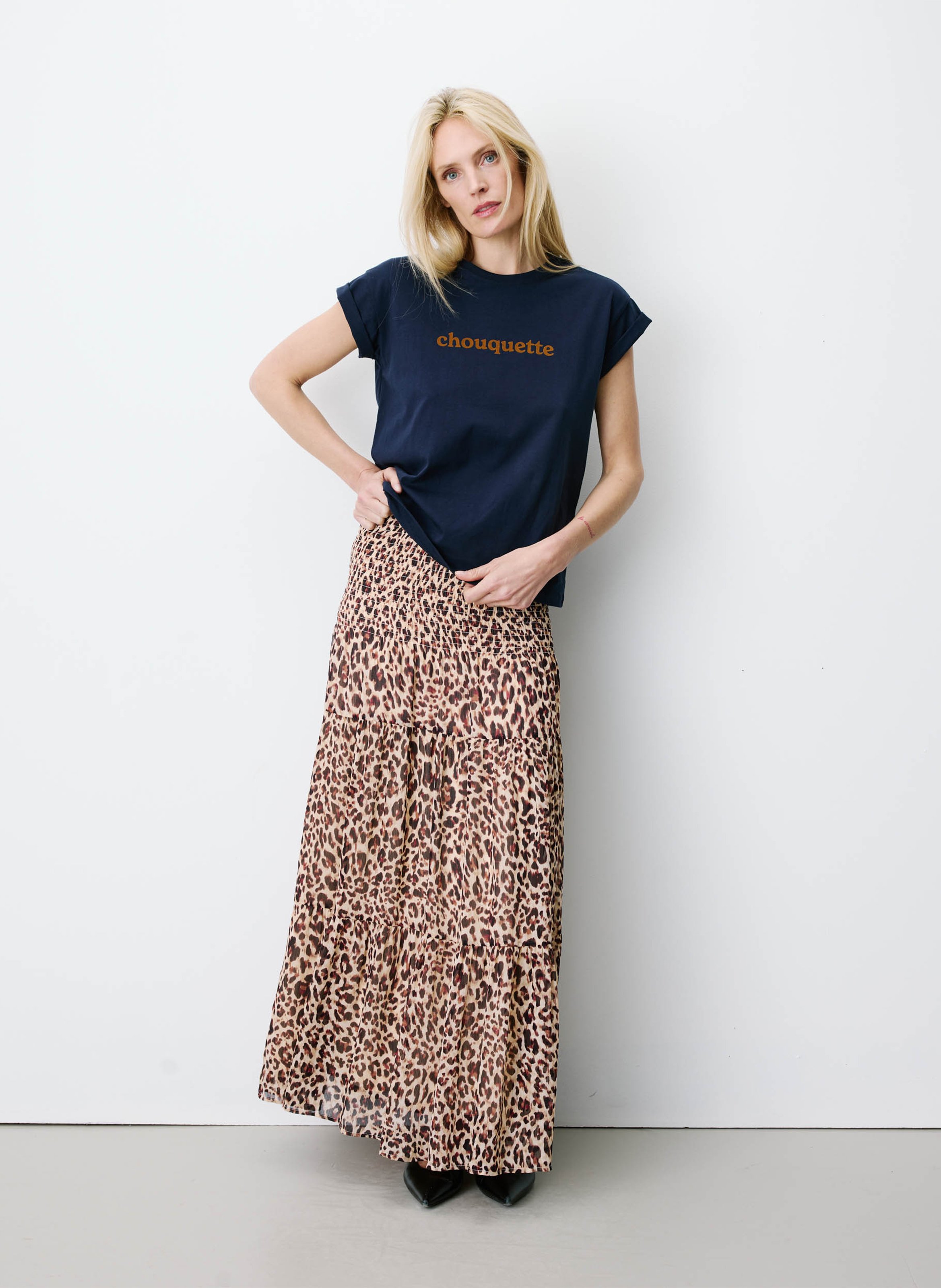 Teeèshirt droit col rond en ccoton sérigraphié GRACE ET MILA Bleu