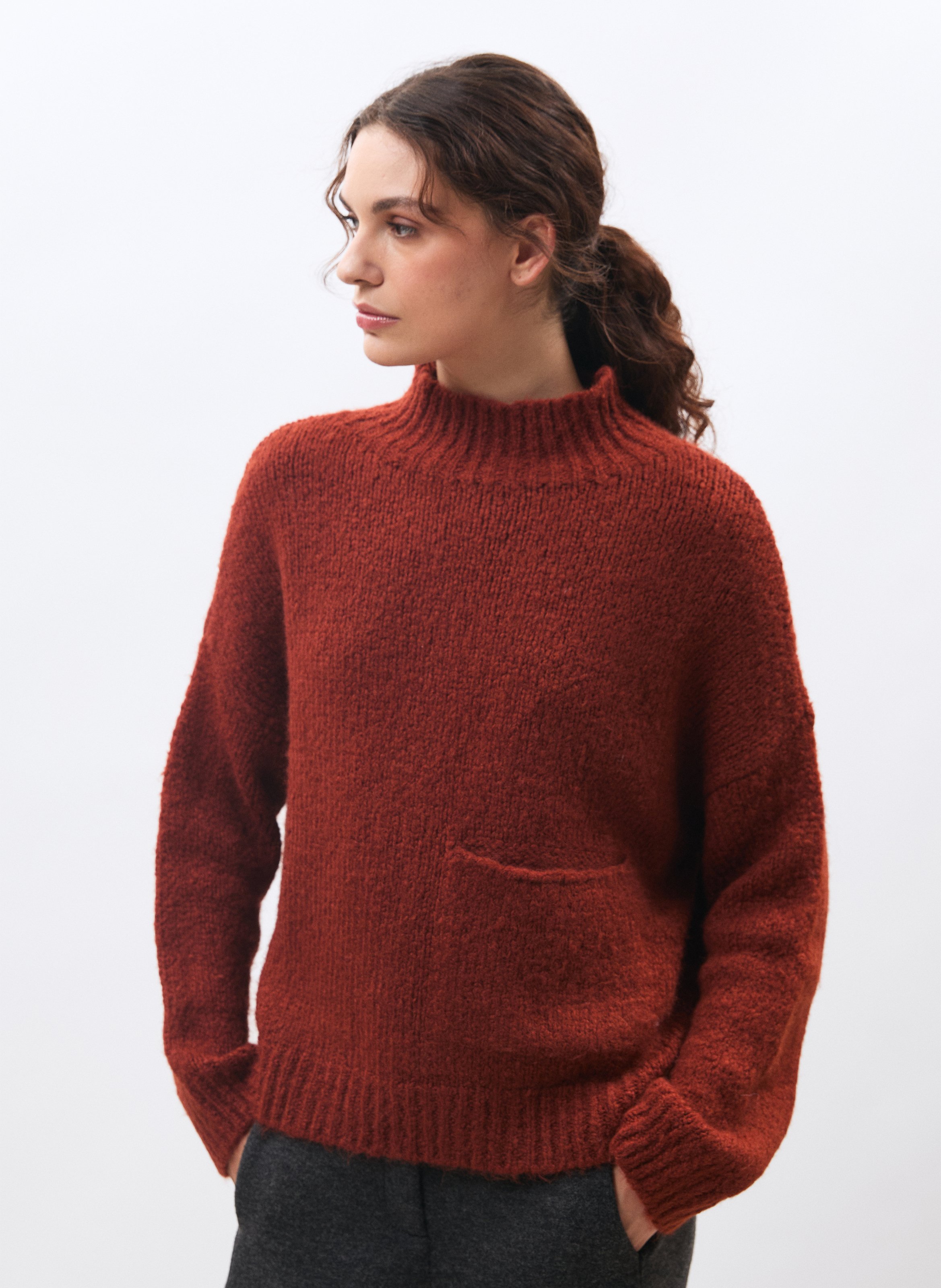 High-neck wool-blend sweater HUMILITY Orange