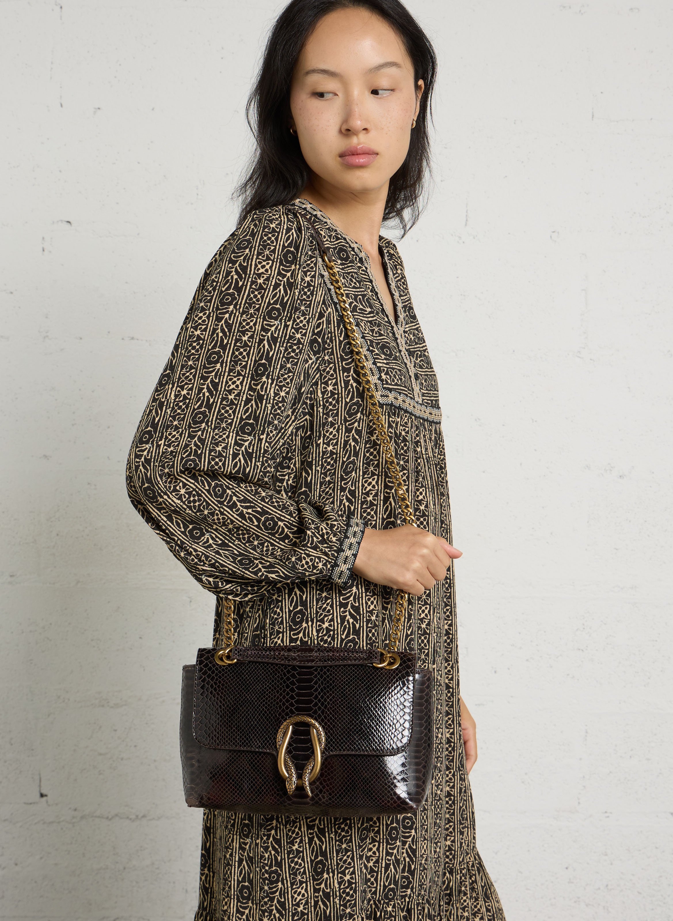 Bolso bandolera de piel MAISON 123 Marron