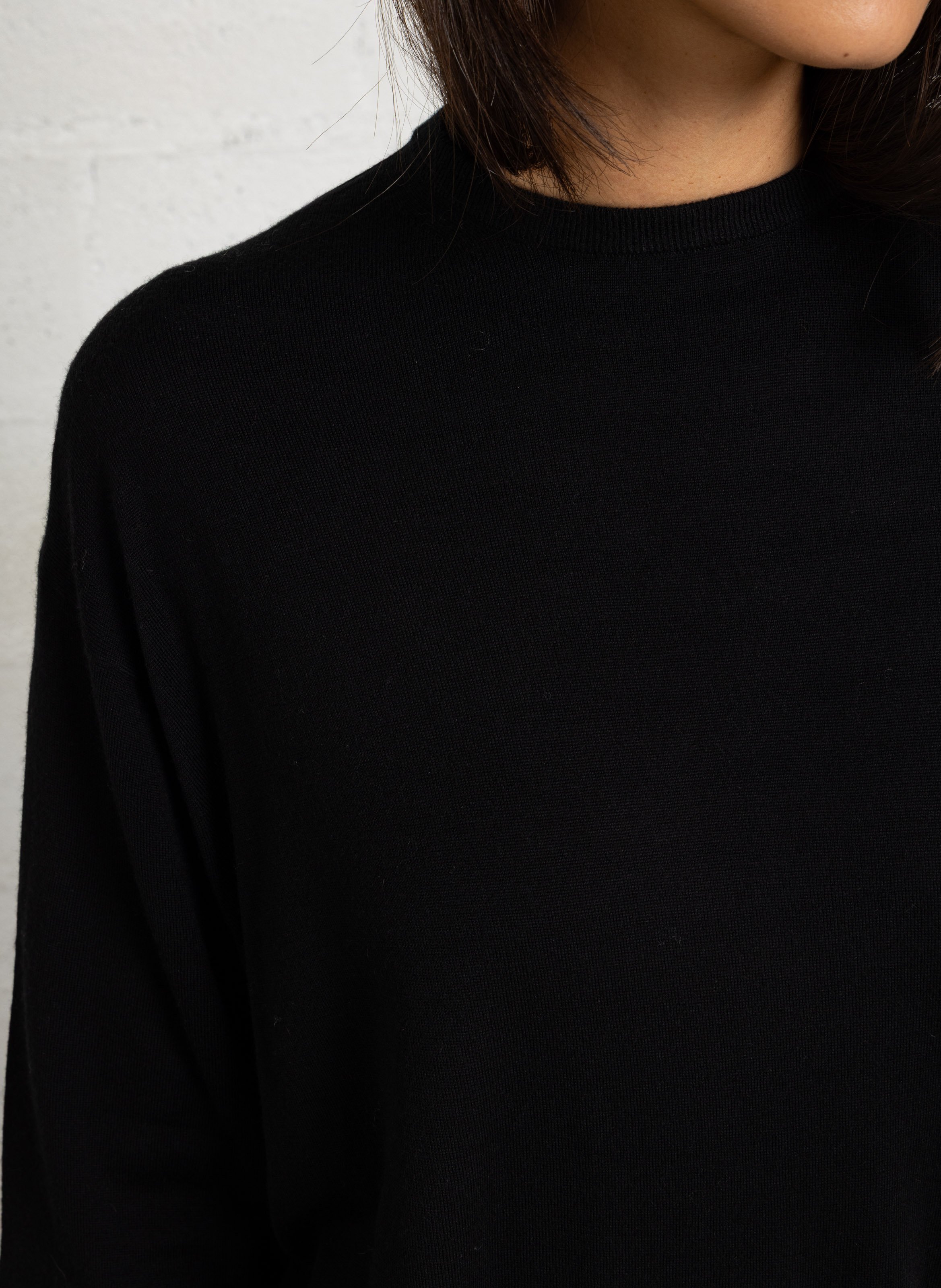 Pull manches longues en laine mérinos LAURENCE BRAS Noir