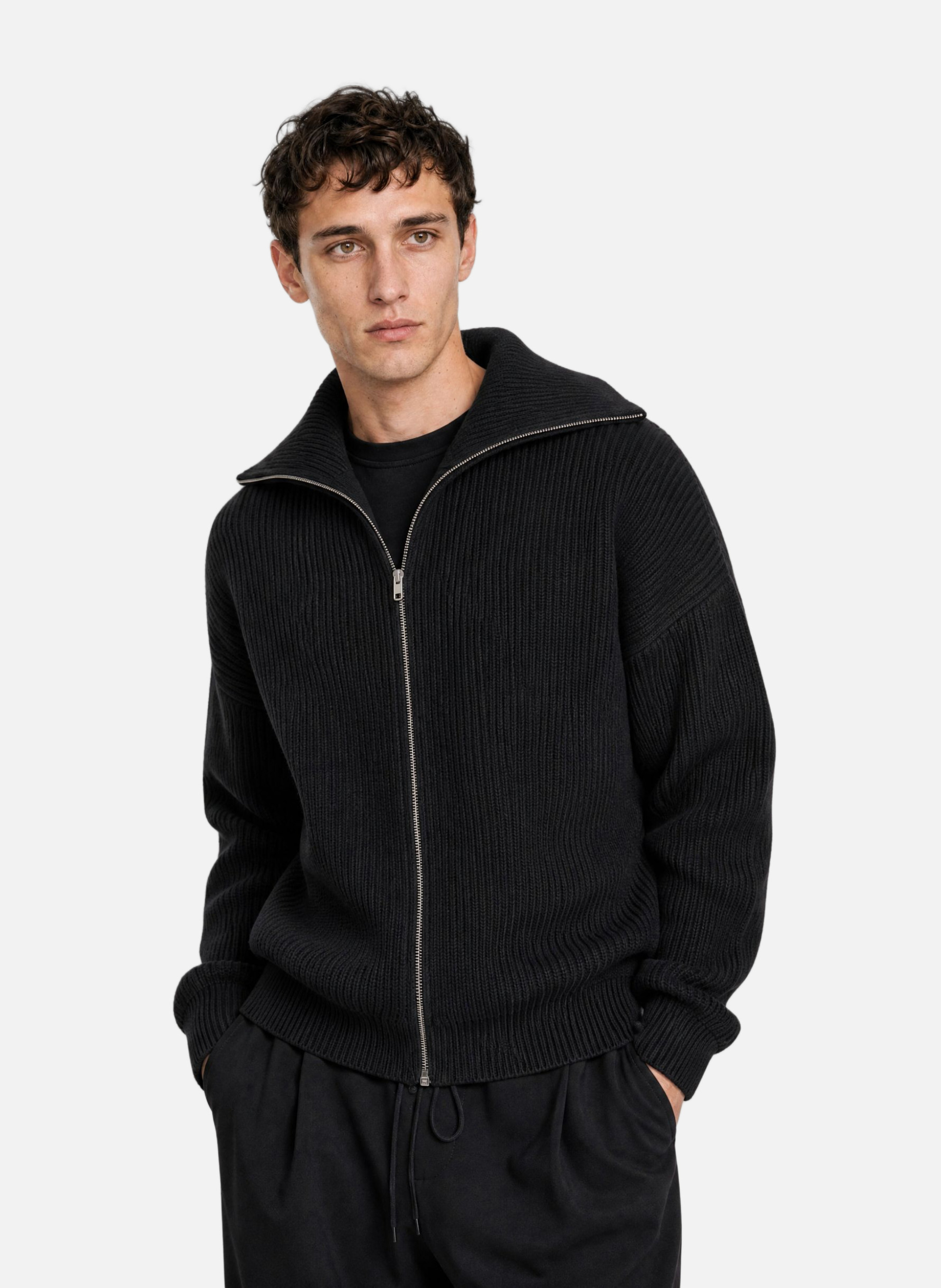 Wool zipped cardigan THE KOOPLES Black