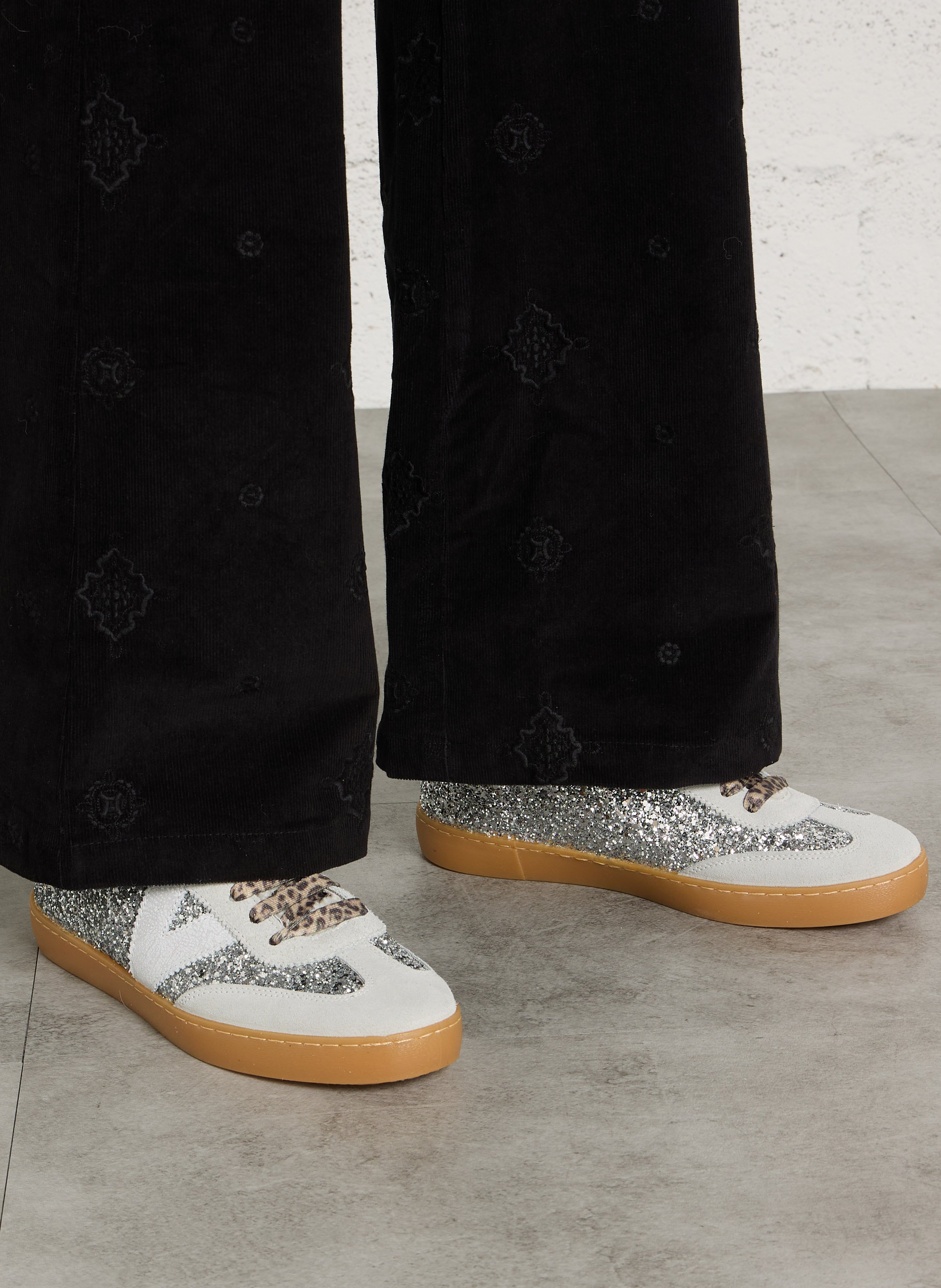 Flache Sneaker mit Strass VICTORIA Silber