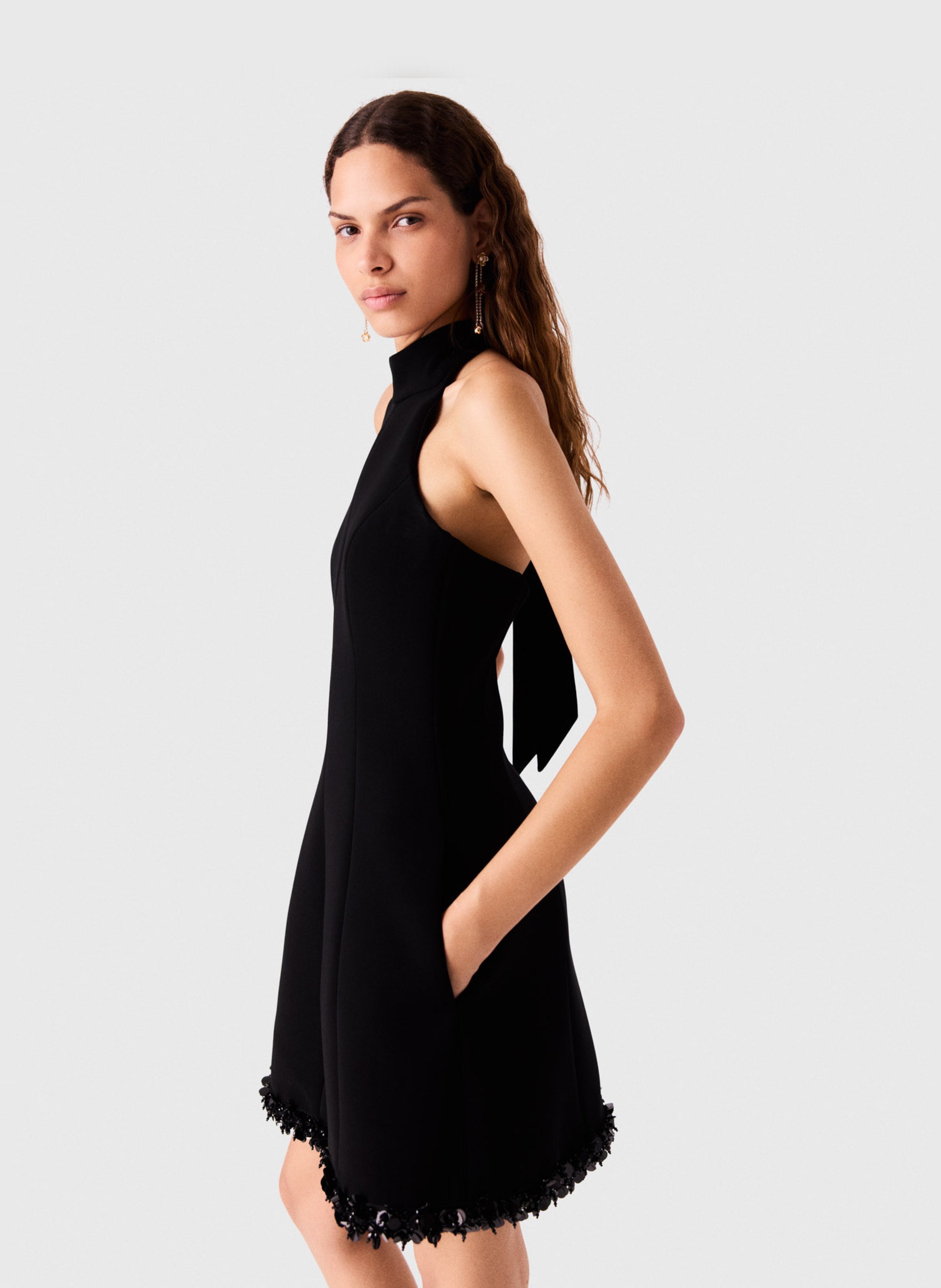 Robe courte évasée dos nu MAJE Noir
