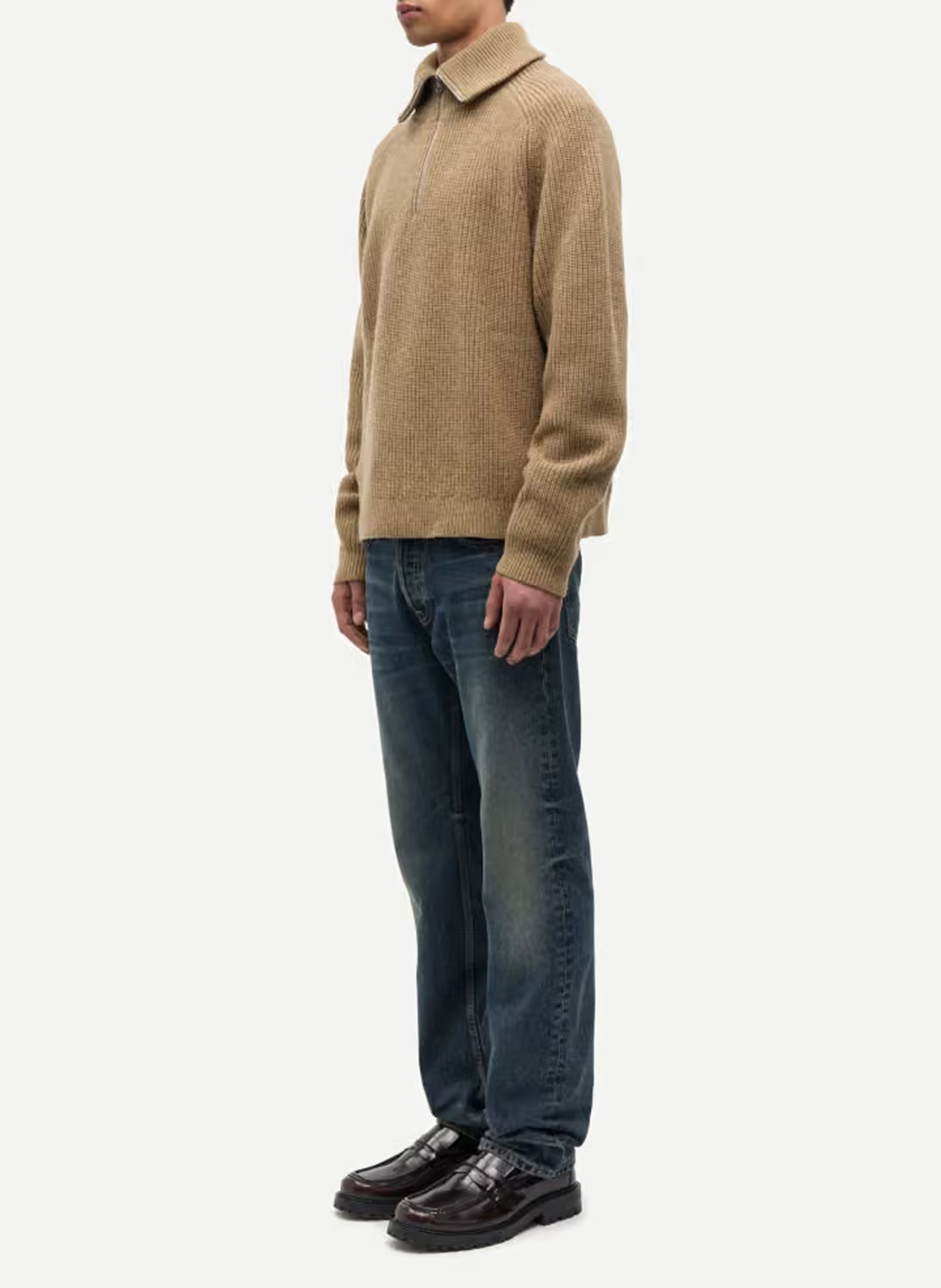 Gerader Pullover mit Reißverschlusskragen aus Wollmischung SAMSOE SAMSOE Grun