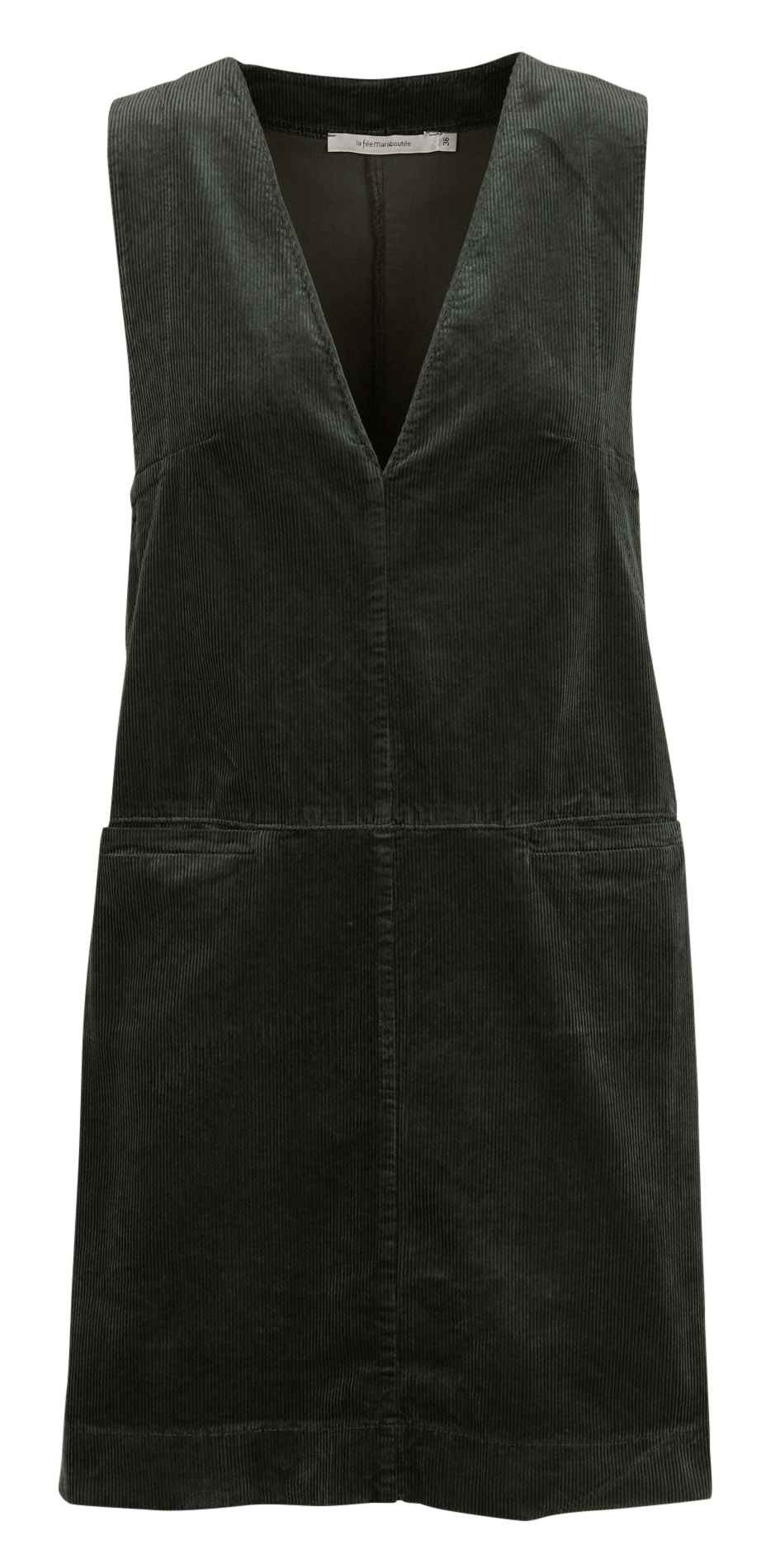 Robe courte col V côtelé en coton mélangé LA FEE MARABOUTEE