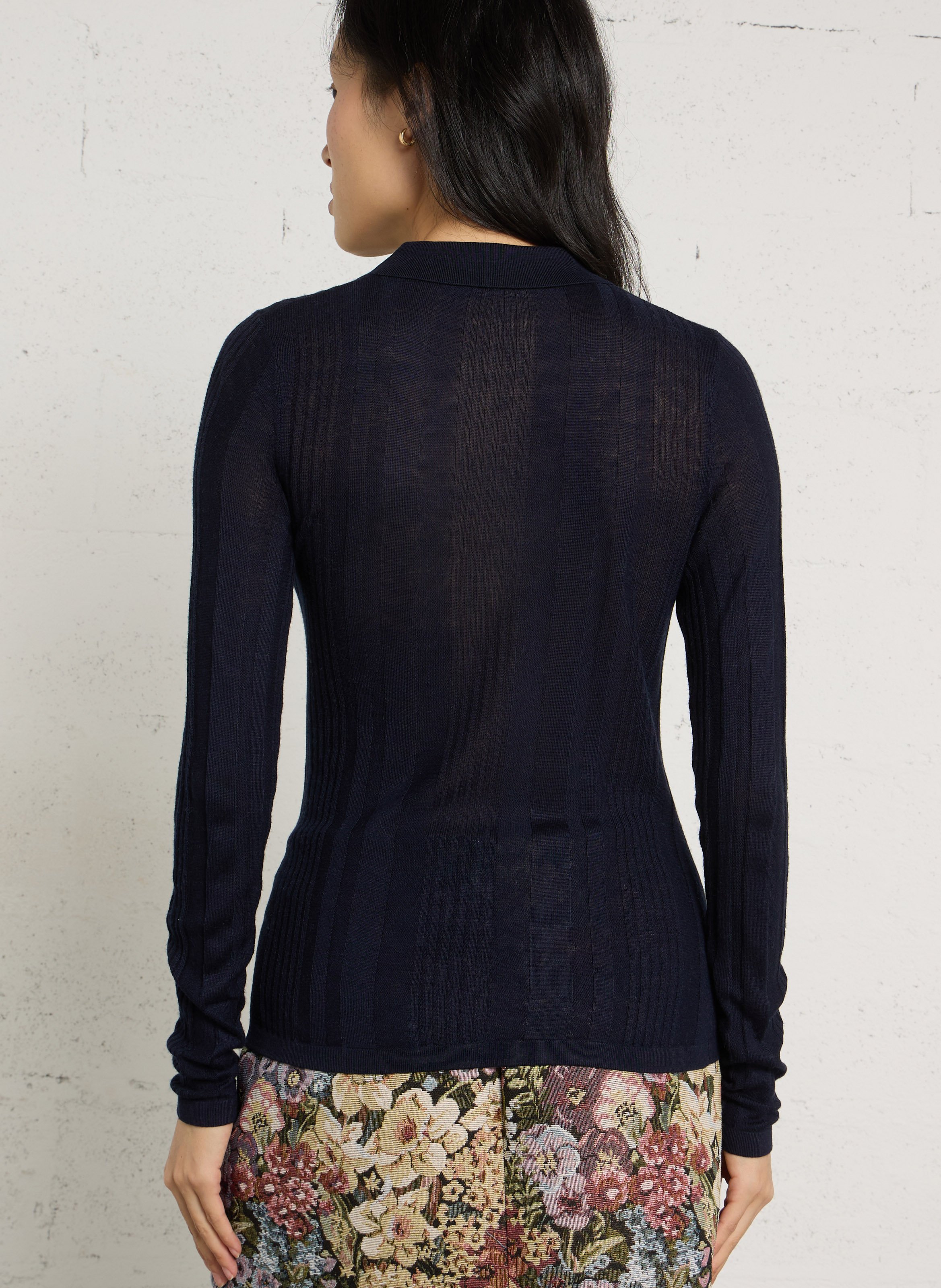 Polo-collar sweater with button detail THINKING MU Blue