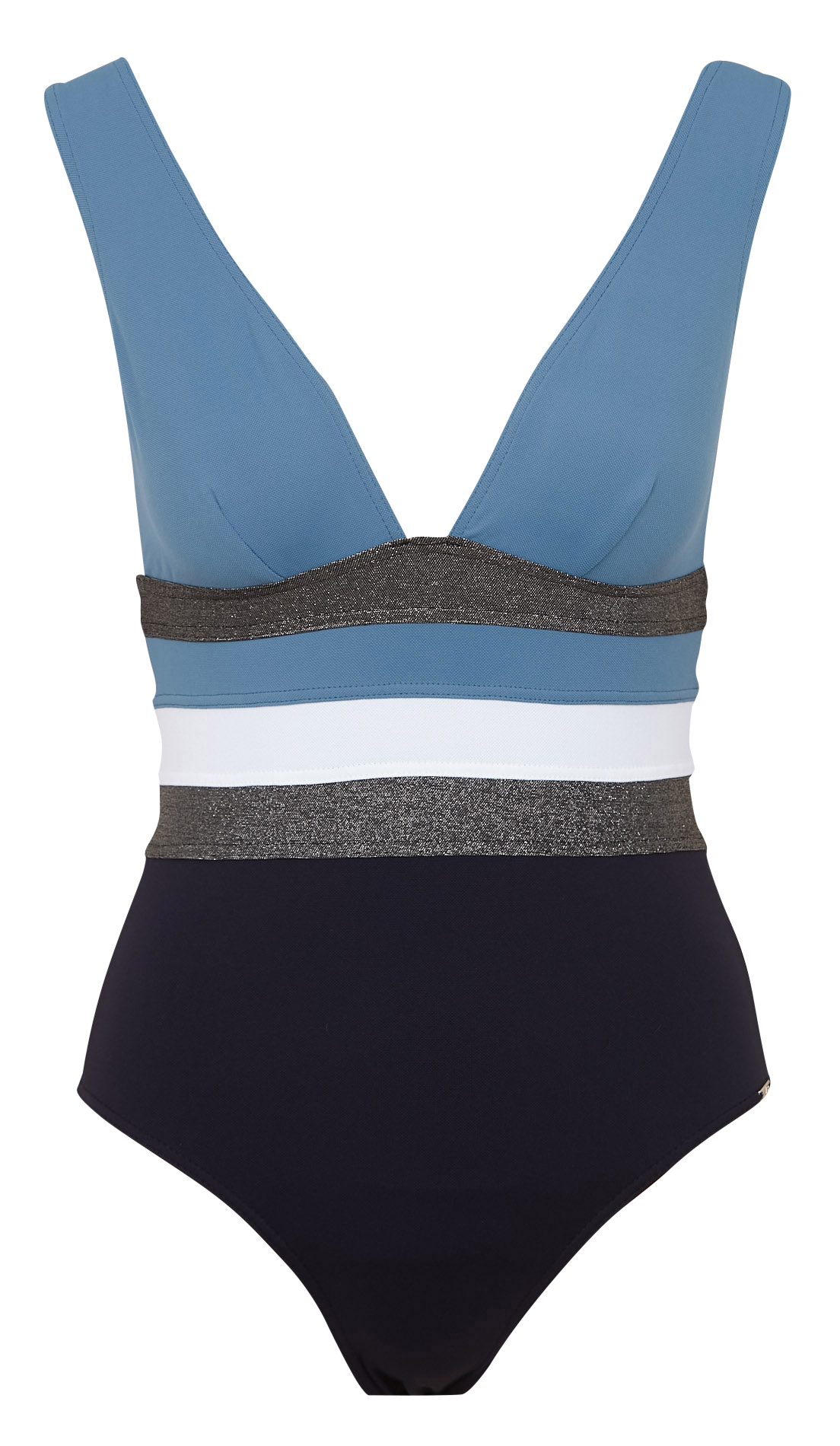 Three-tone stripe one-piece swimsuit LIVIA Blue