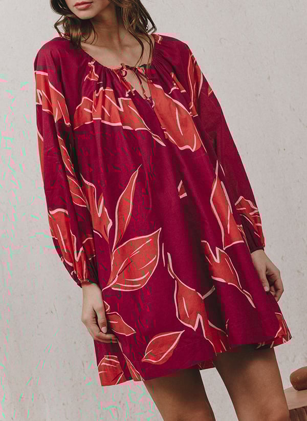 Short loose-fit printed cotton dress GRACE ET MILA Pink