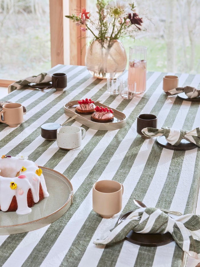 Striped organic cotton tablecloth OYOY LIVING DESIGN Brown