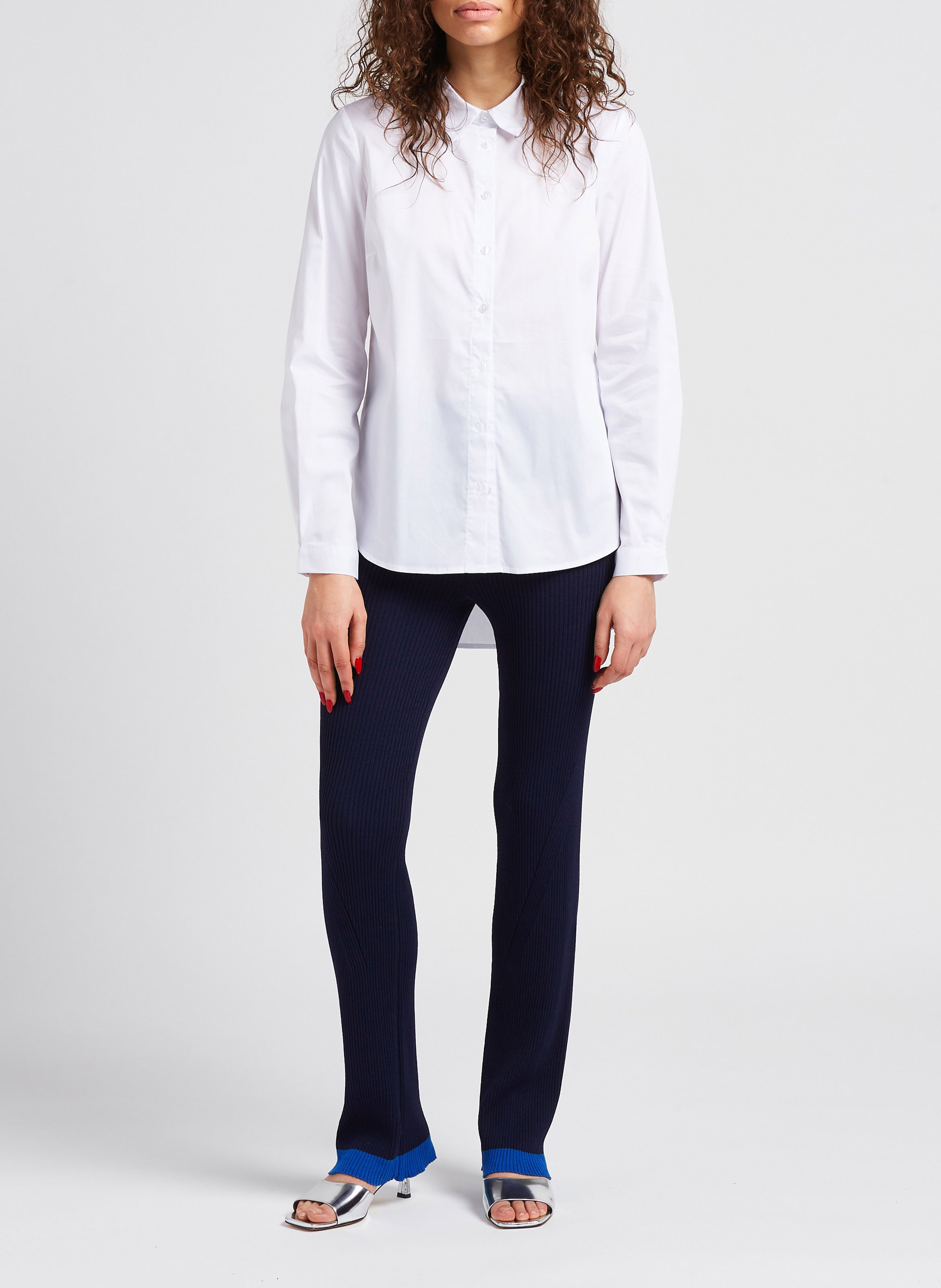 Gerippte Leggings mit geradem Schnitt SECOND FEMALE Blau