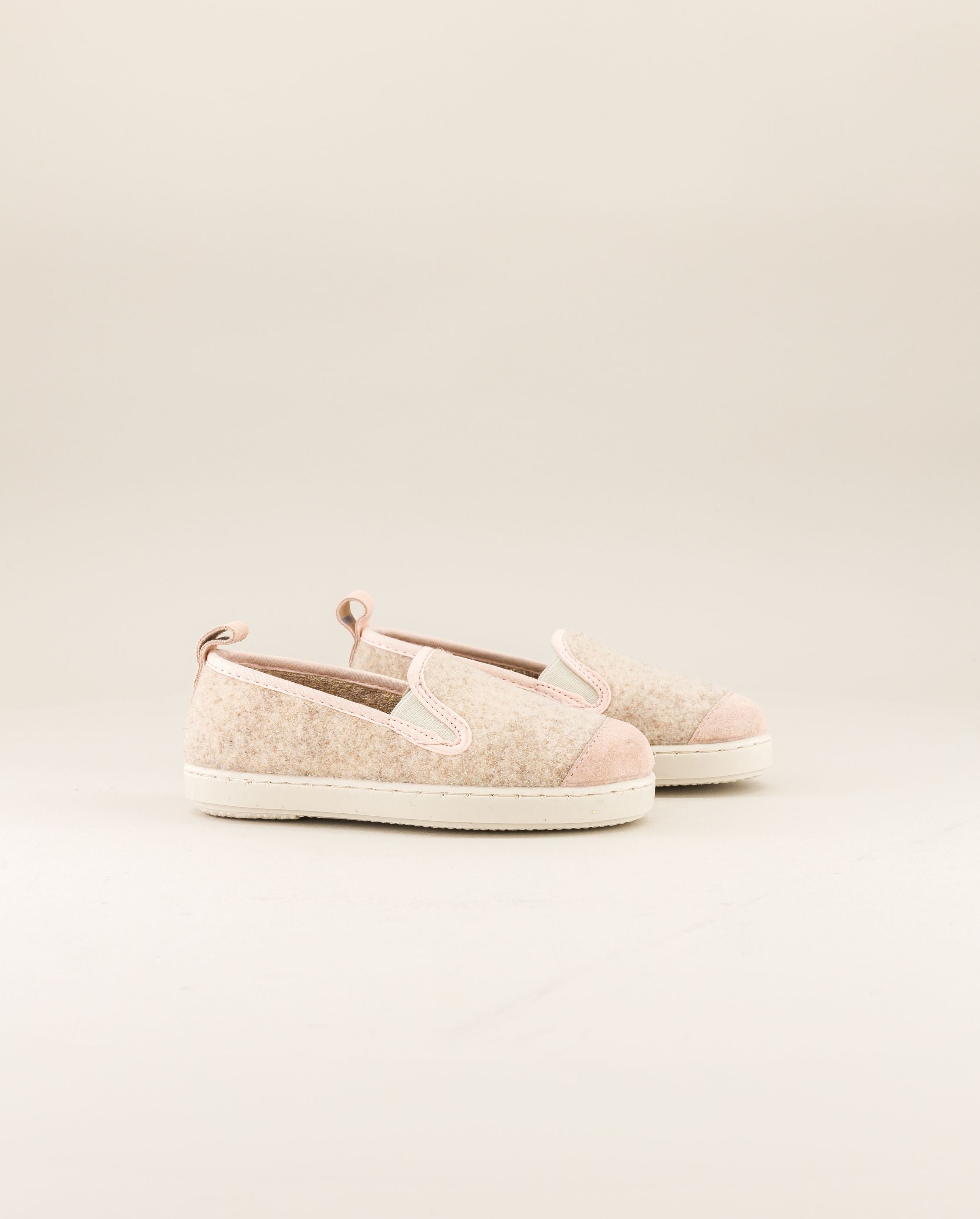 Child's wool slipper, beige powder pink ANGARDE Beige
