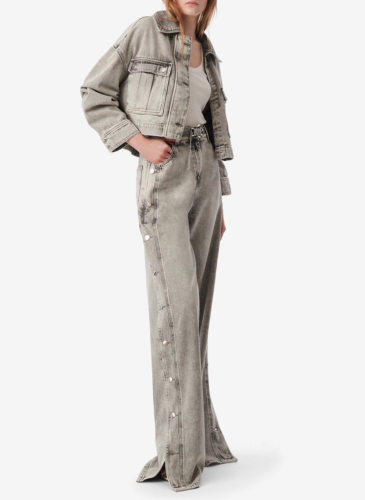 Jacket with classic cotton denim collar IRO Grey