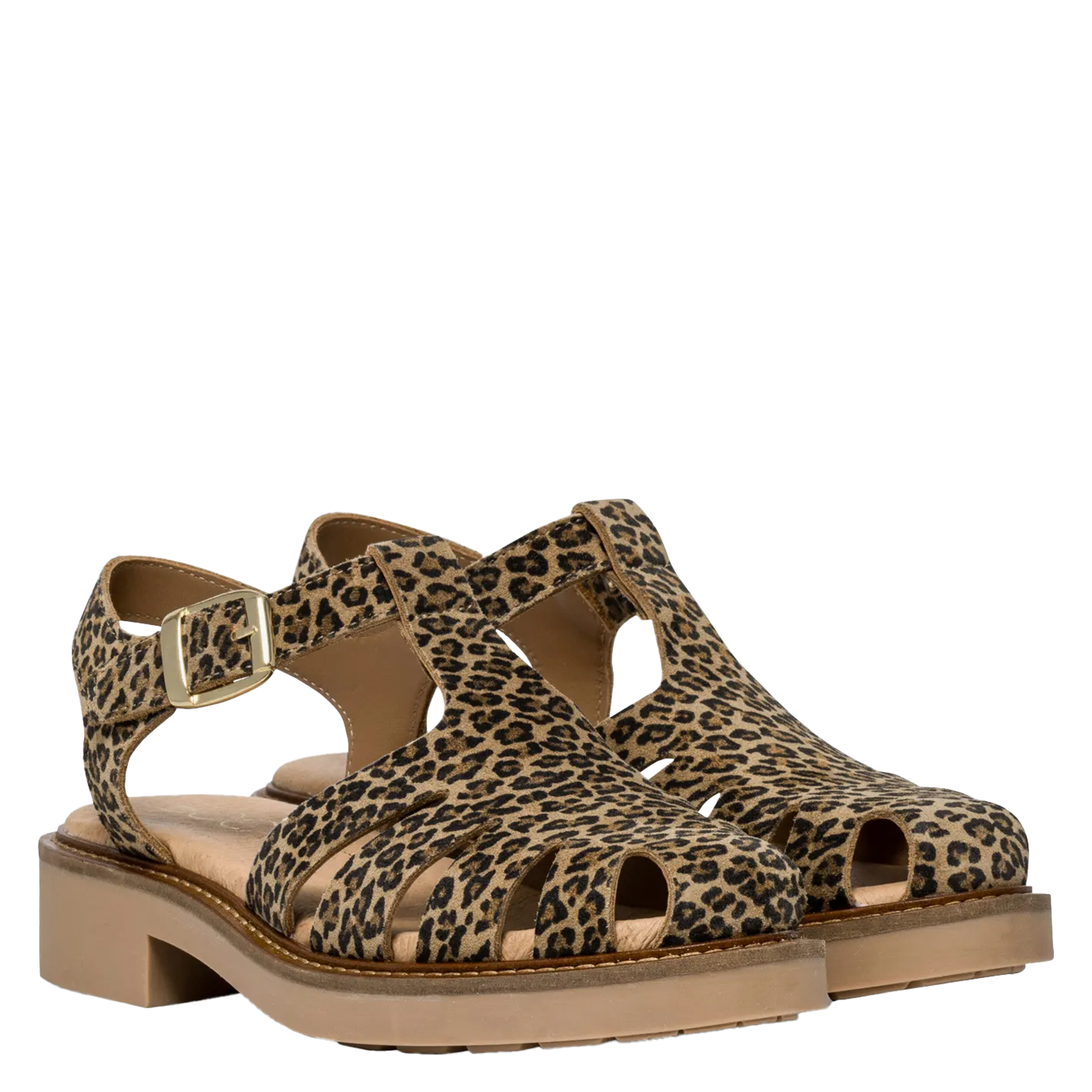 Flache Sandalen aus bedrucktem Veloursleder BOCAGE Mehrfarbig