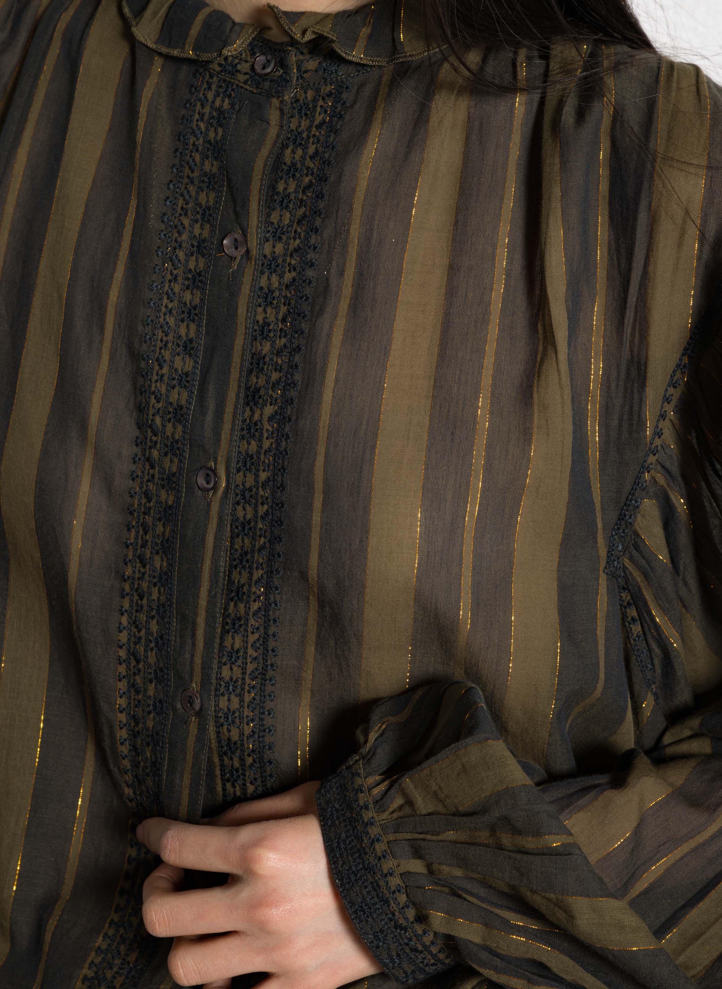 Round-neck striped shirt MAISON HOTEL Green