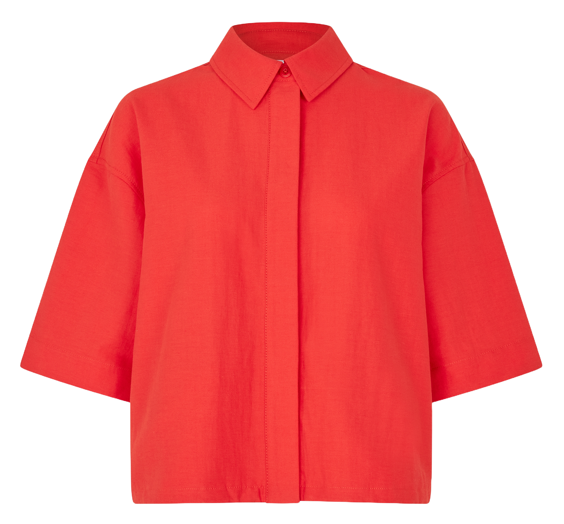 Chemise droite en coton bio mélangé SAMSOE SAMSOE Rouge