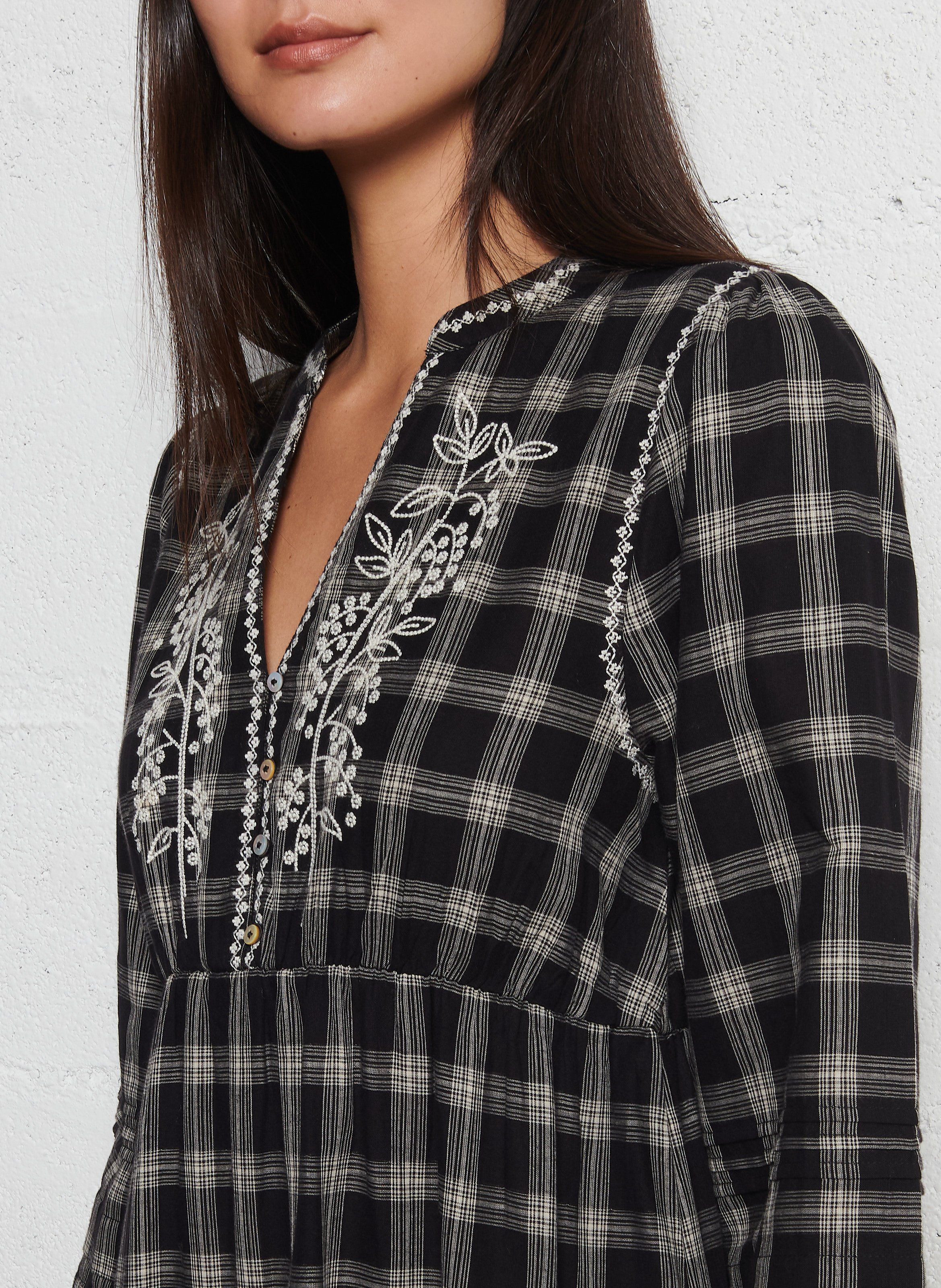 Checked henley midi dress EMILE ET IDA Black