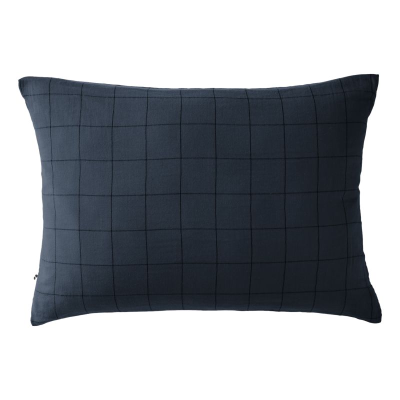 Cotton percale pillow case L'EFFET PAPILLON Blue
