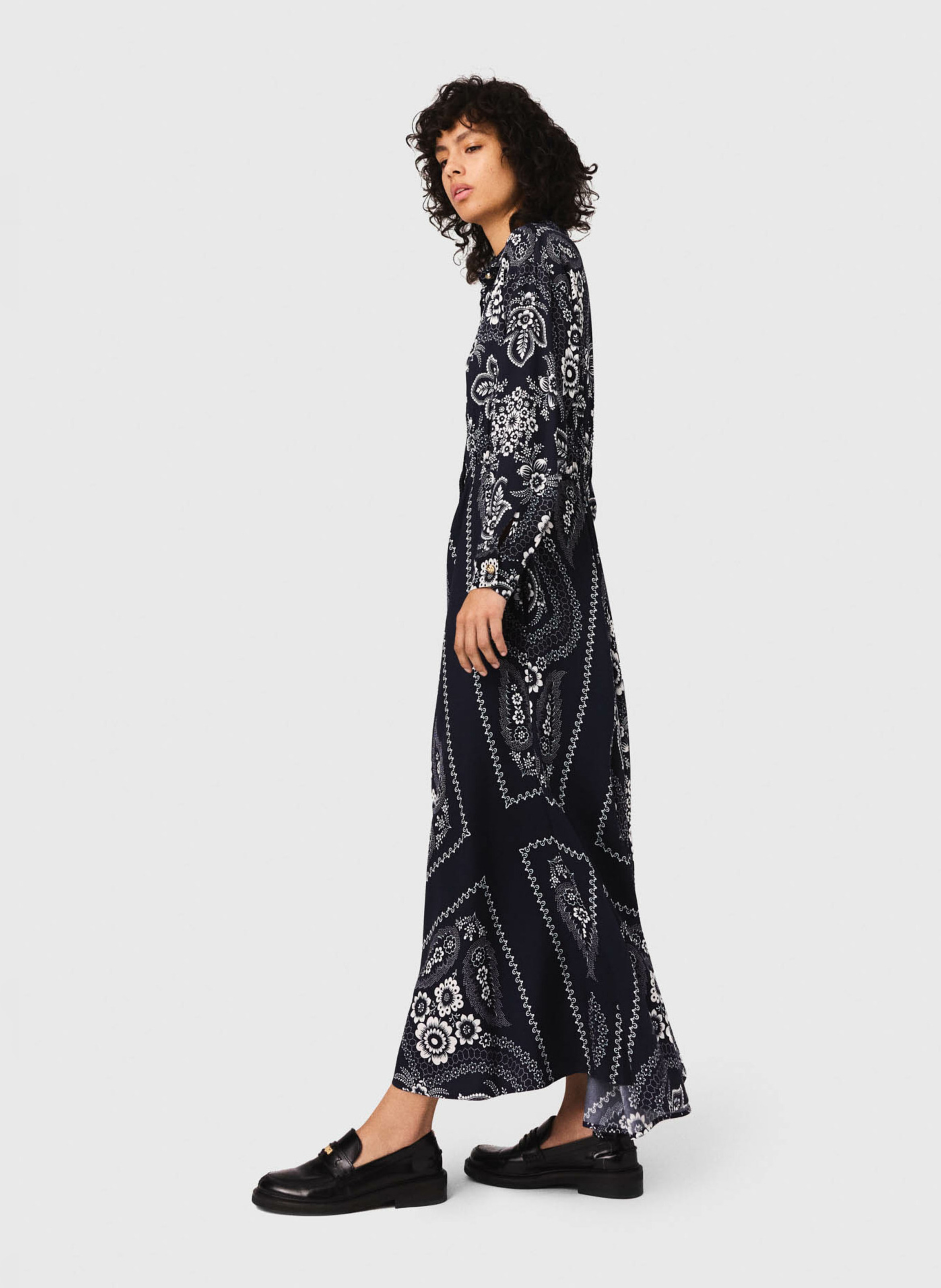 Robe chemise longue col classique MAJE Bleu