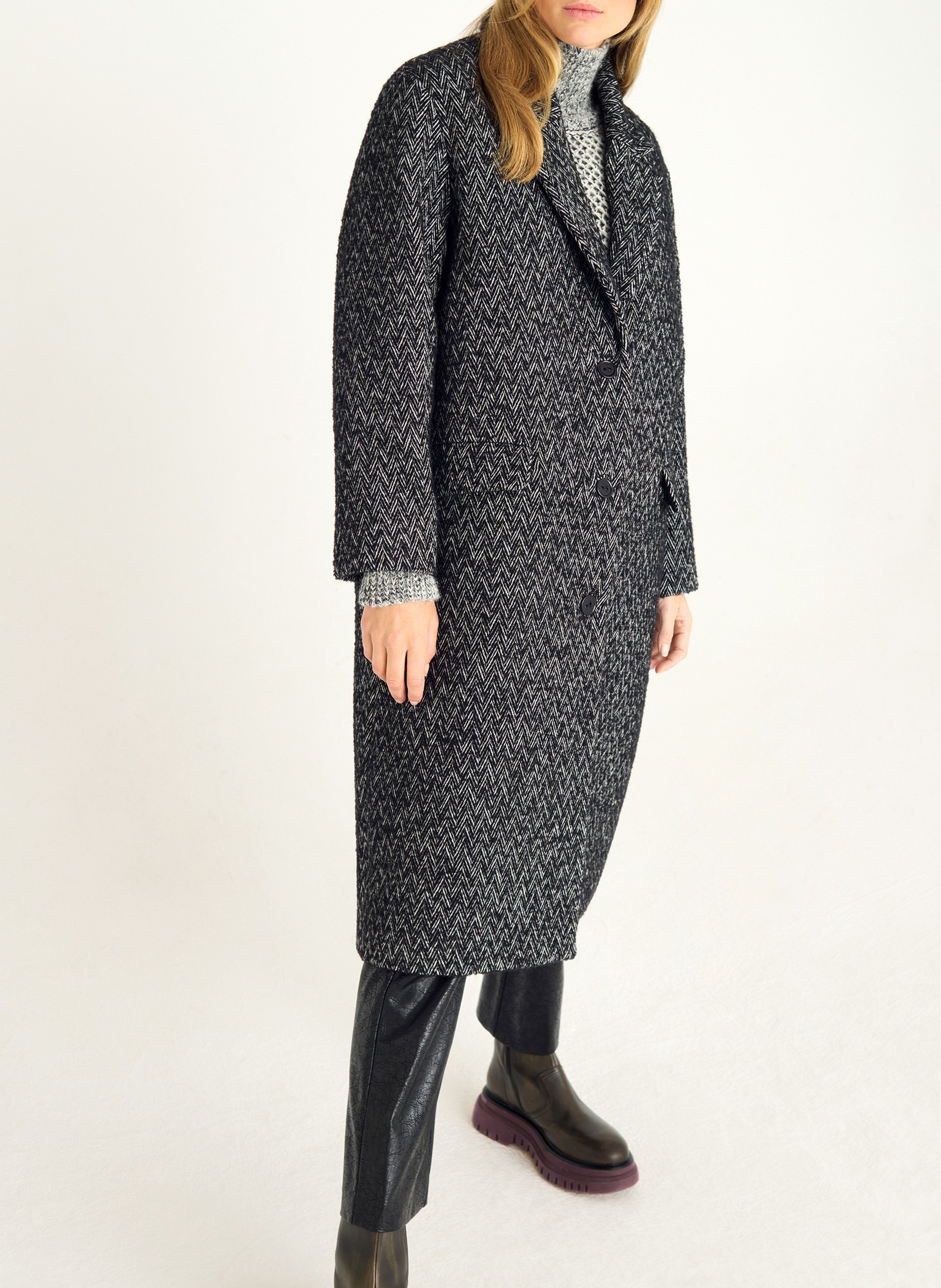 Lonng manteau col tailleur COTELAC Noir