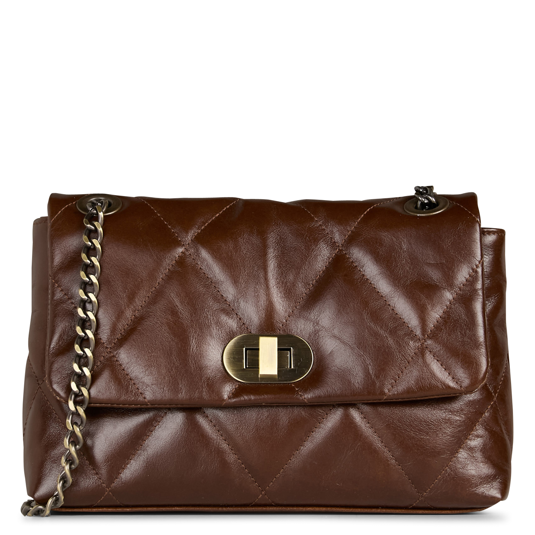 Sac bandoulière en cuir MAISON 123 Marron