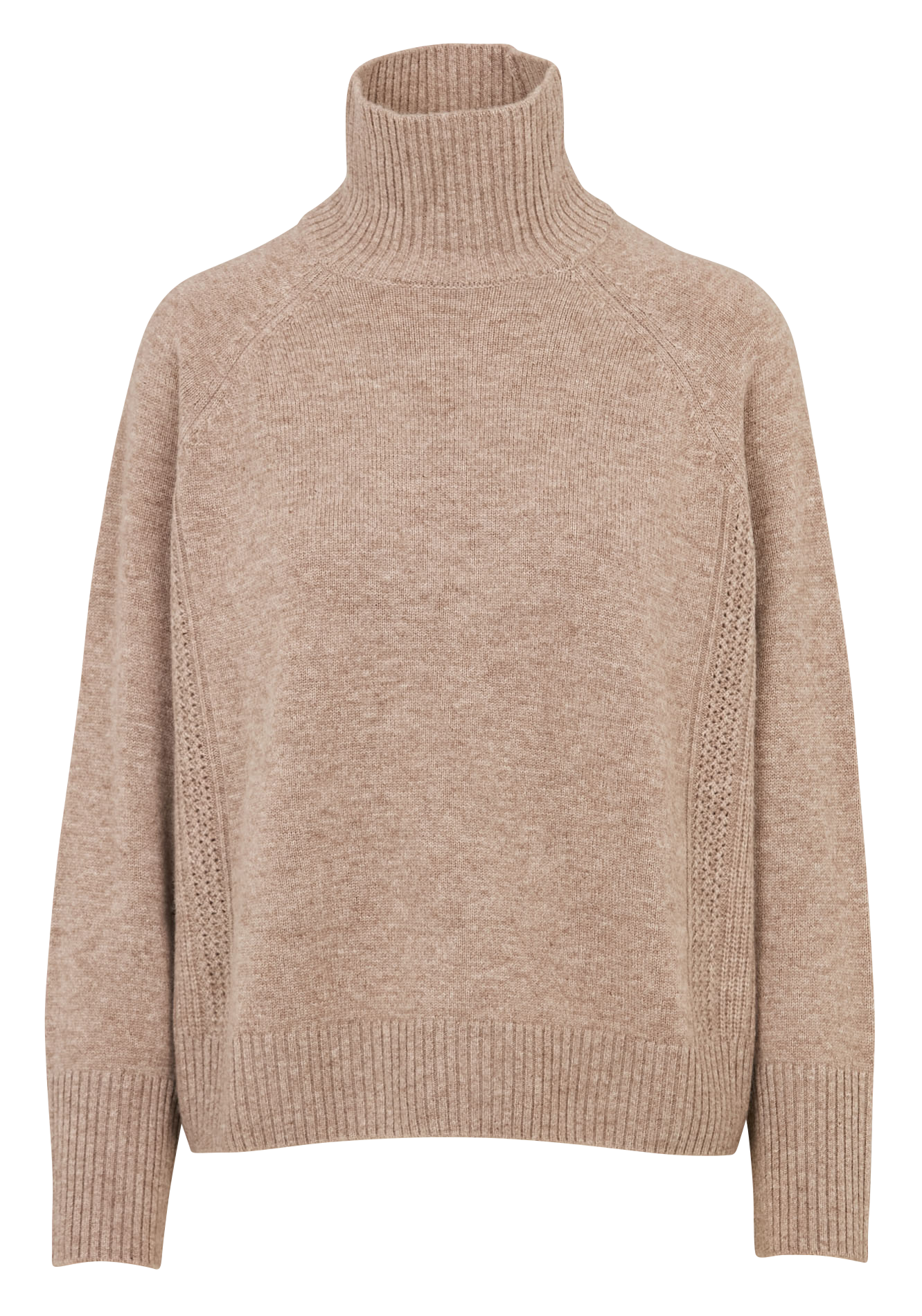 Boat-neck contrast-knit wool sweater  DES PETITS HAUTS Beige