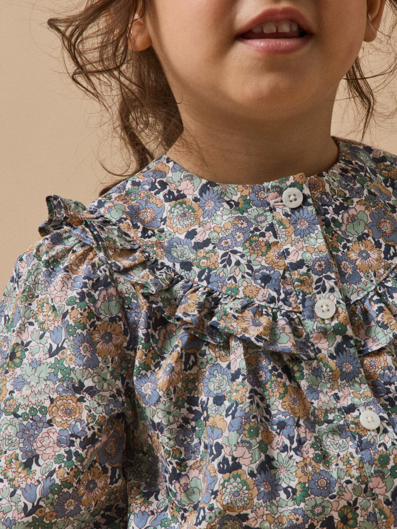 Ruffled blouse with cassy print CYRILLUS Blue