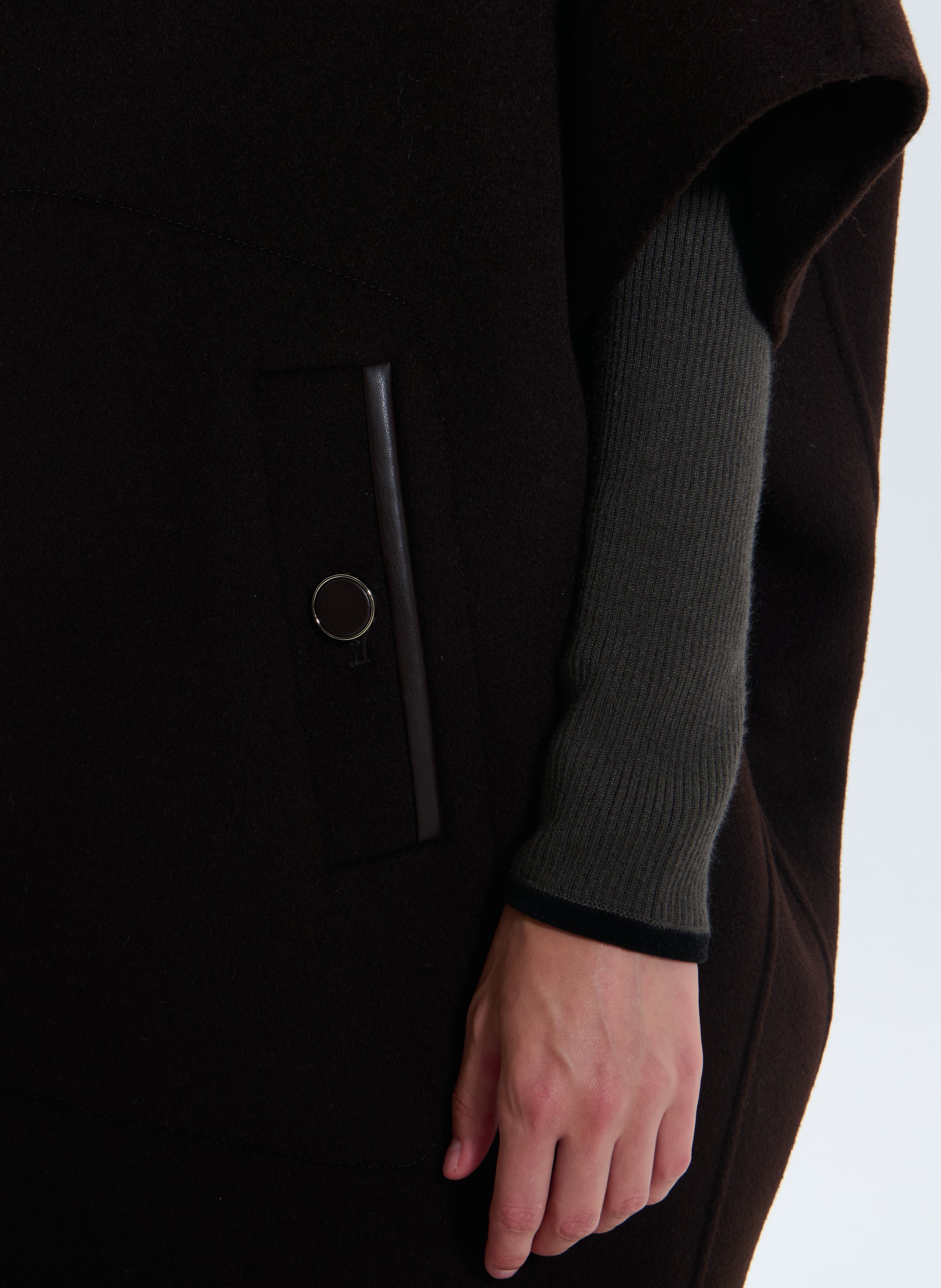 Round neck wool blend cape ZAPA Brown