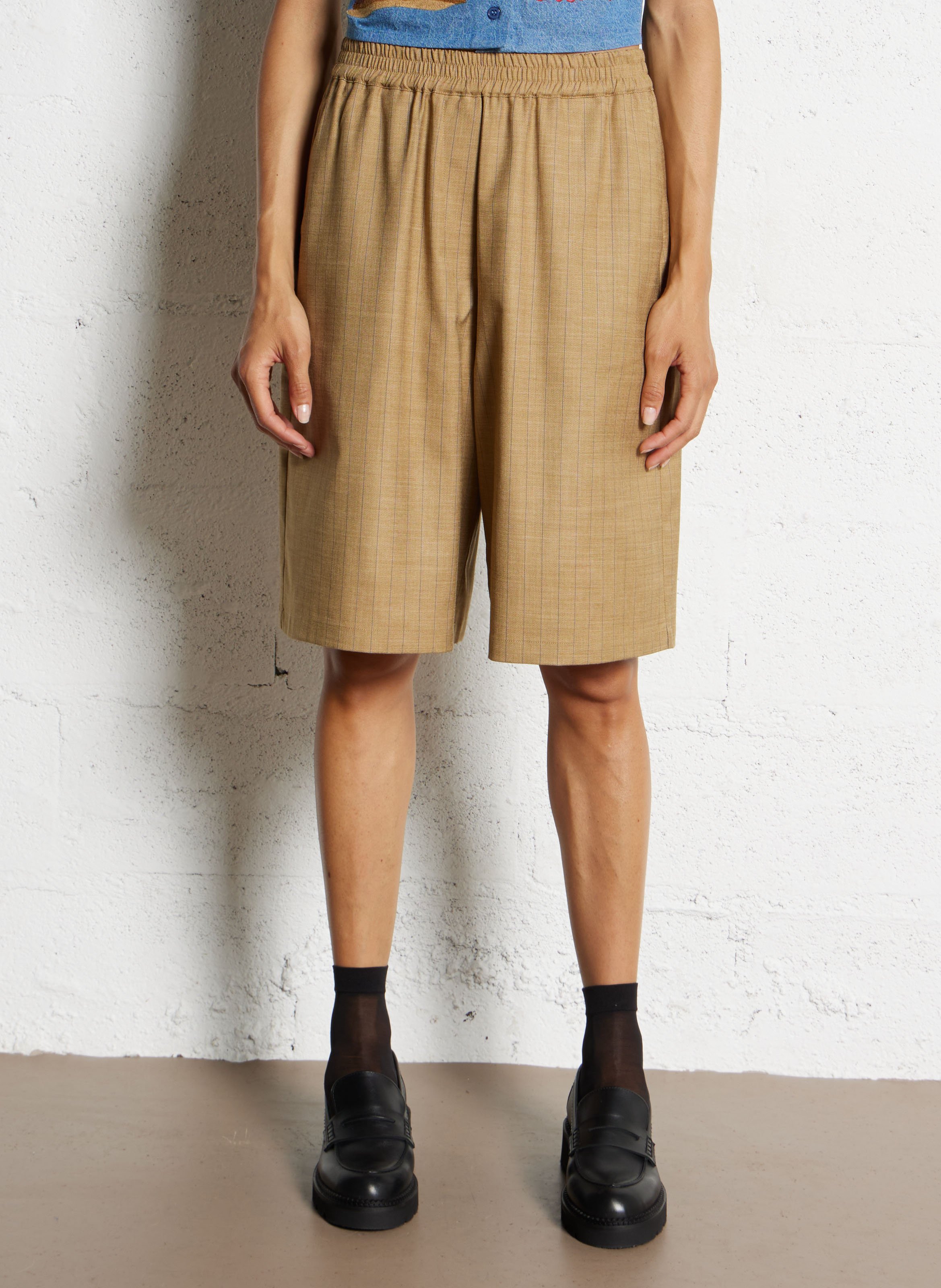 Kurzer langer gestreifter Rock STELLA NOVA Khaki