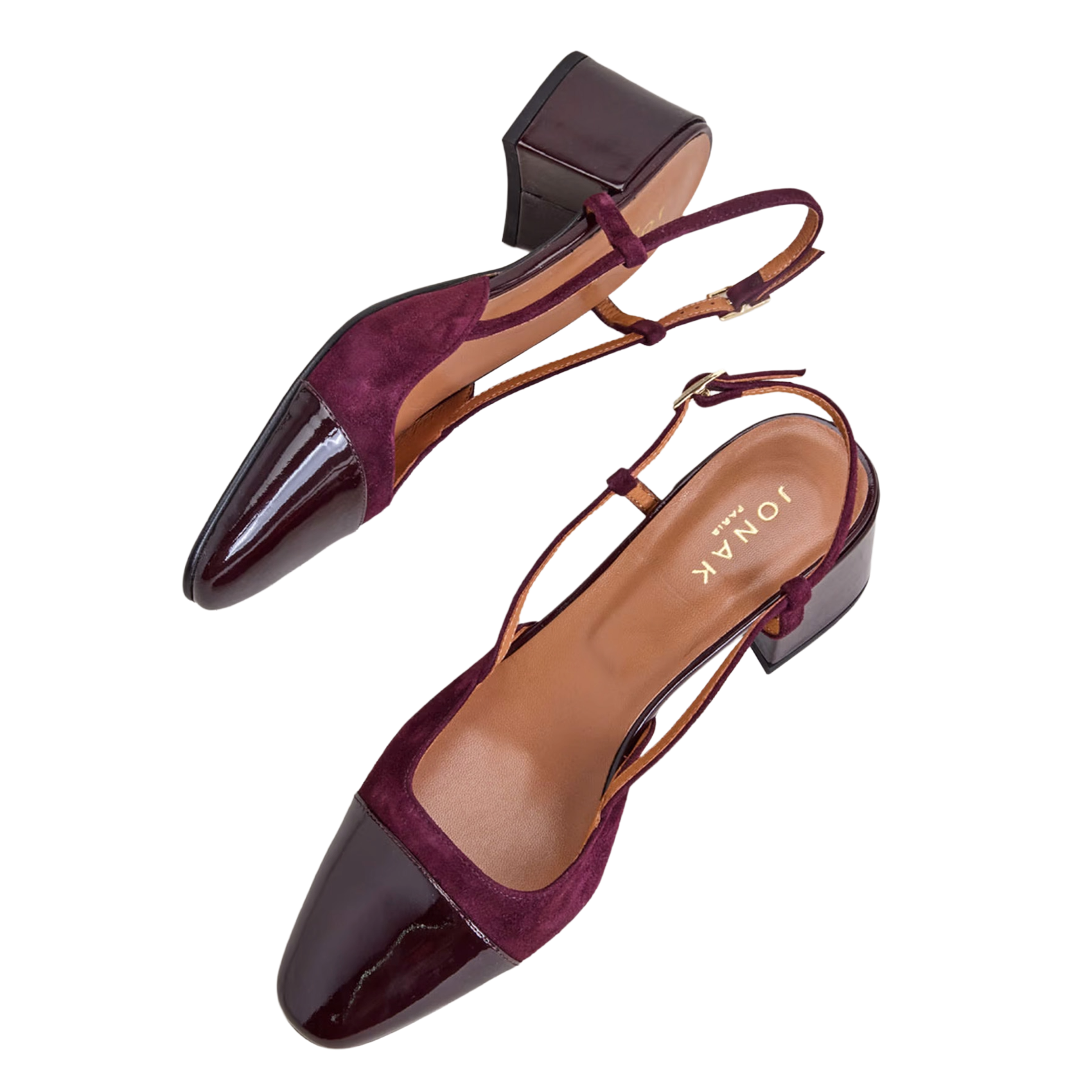 Two-tone leather slingback sandals JONAK Red