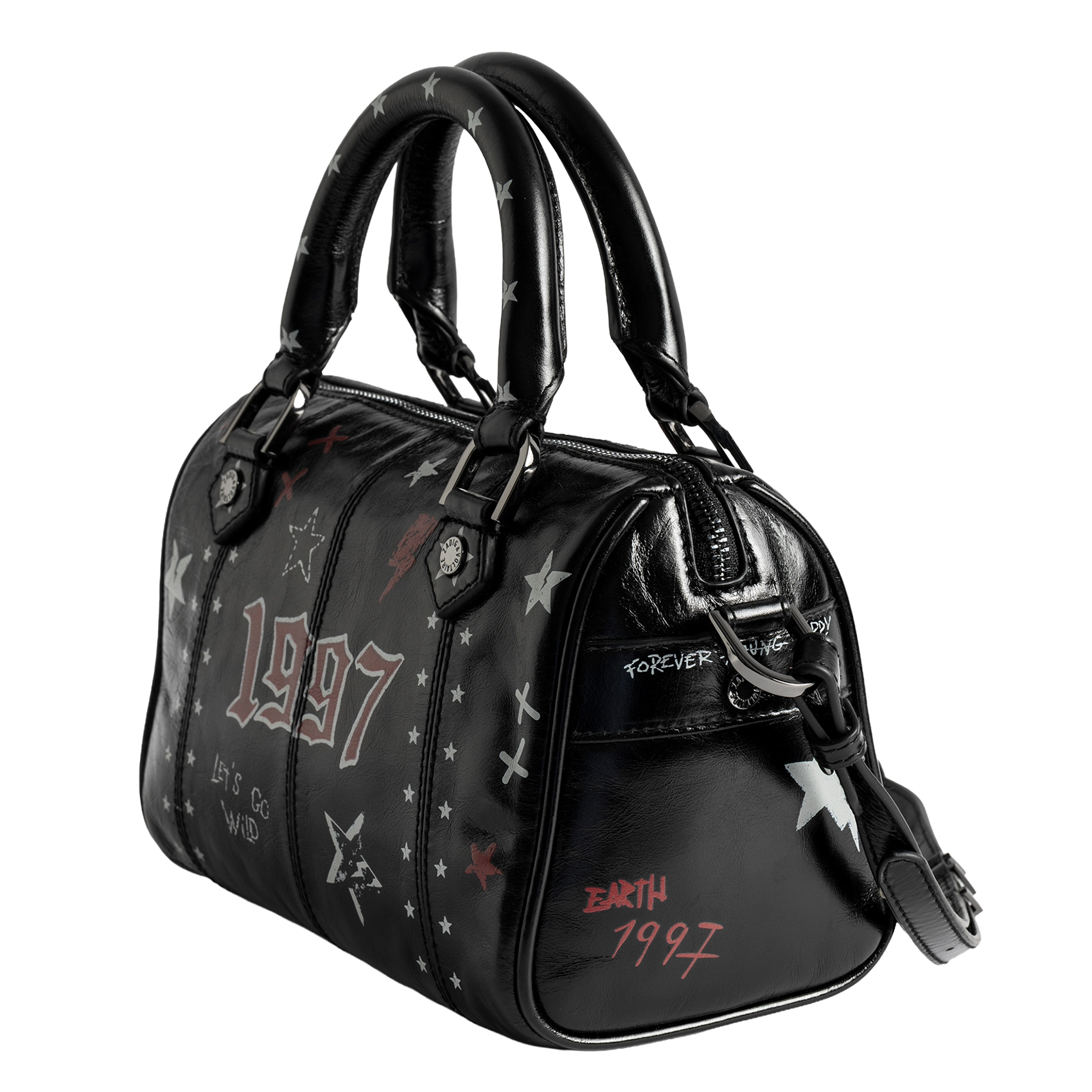 Bowlingtas van nerfleer met rits ZADIG&VOLTAIRE Zwart