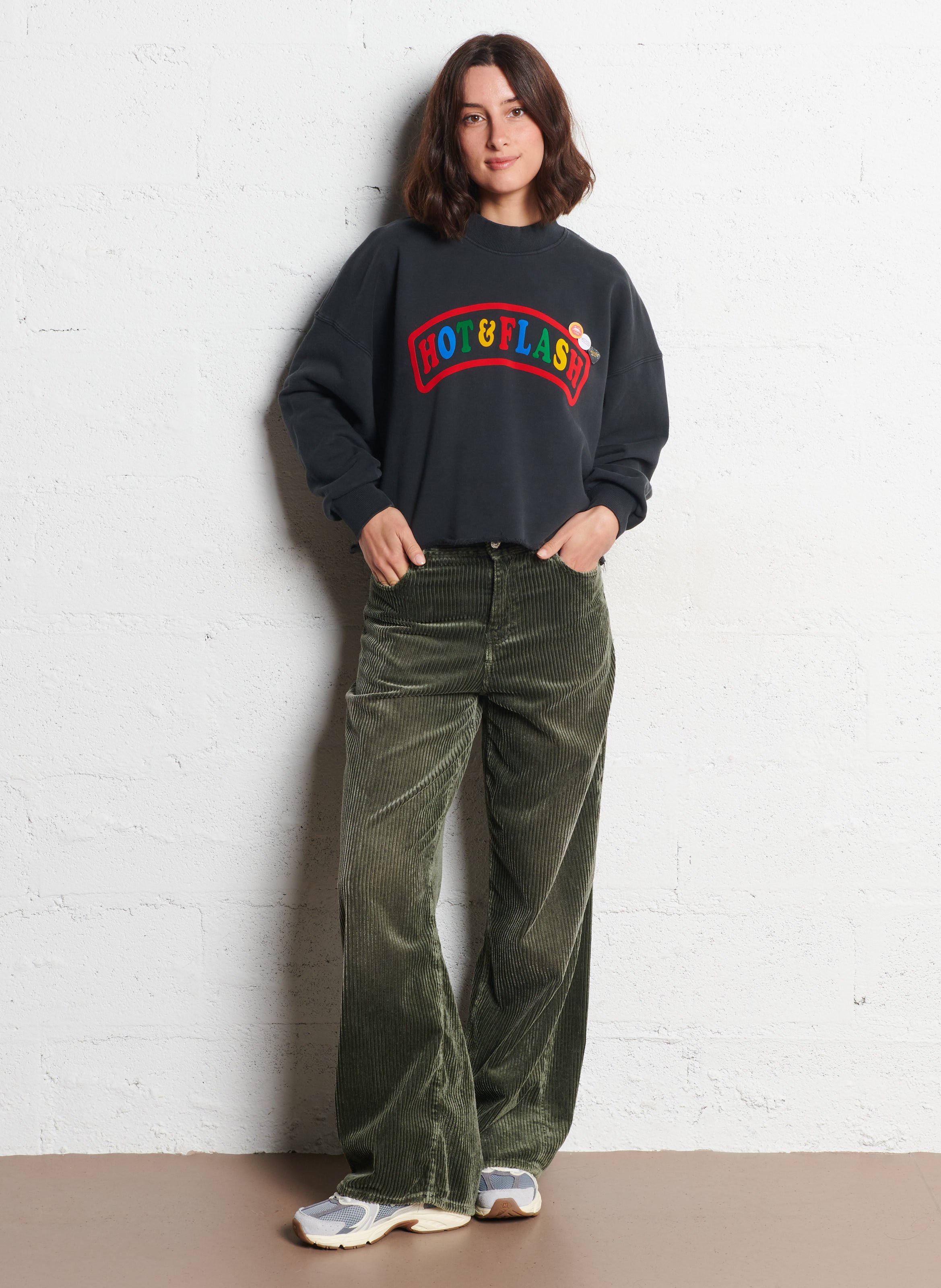 Short oversized printed cotton sweatshirt NEWTONE Black