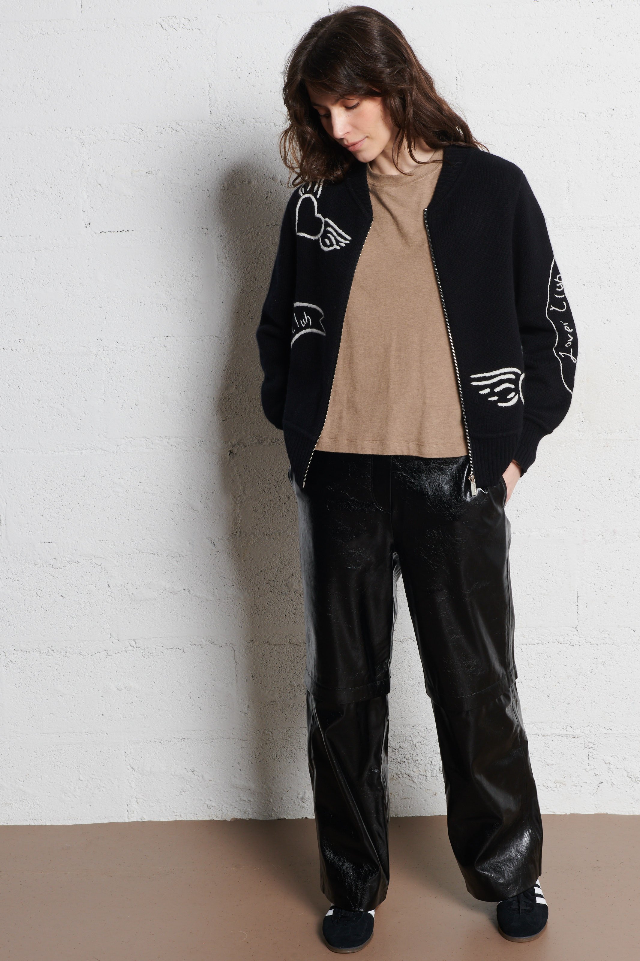 Gilet col teddy en laine BERENICE Noir