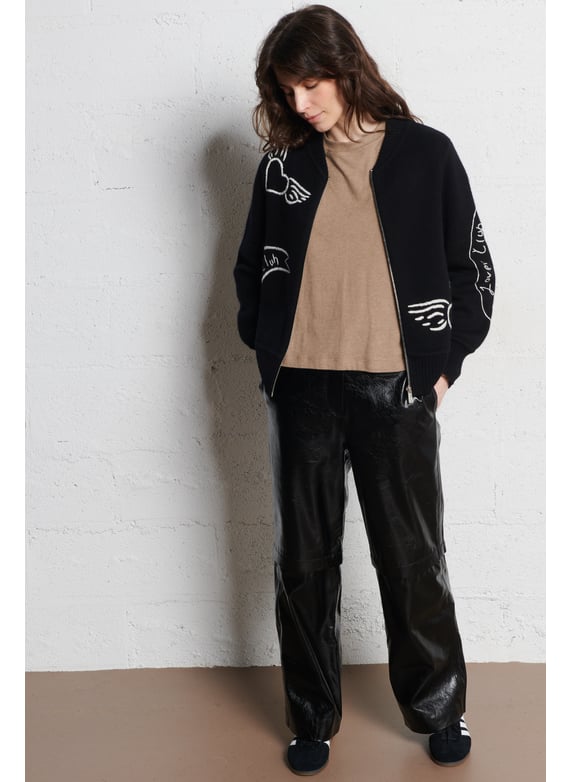Wijde broek van imitatieleer - Look 5